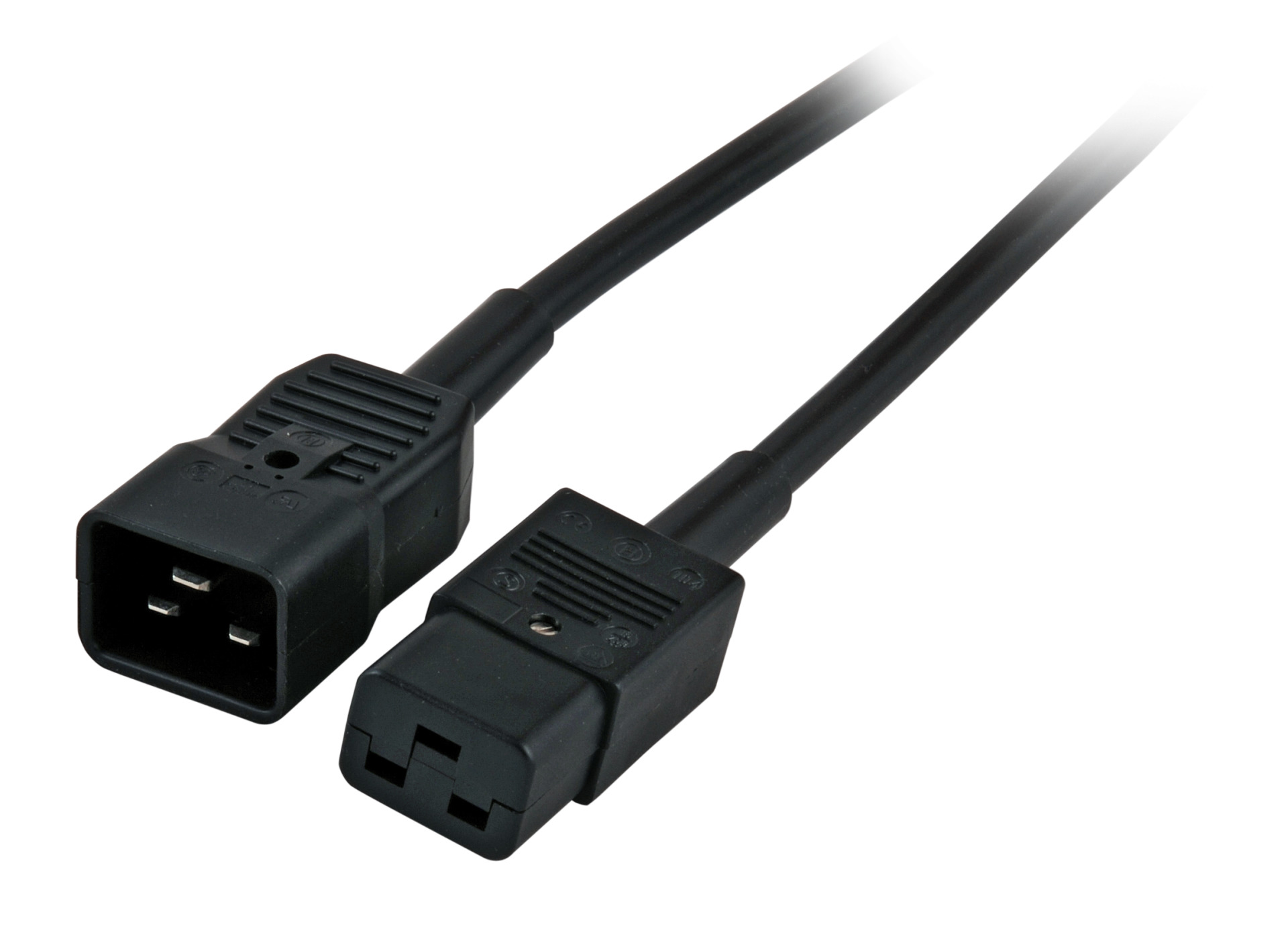 Extension Cable C20 180° - C19 180°, Black, 1.8 m, 3 x 1.50 mm², LSZH