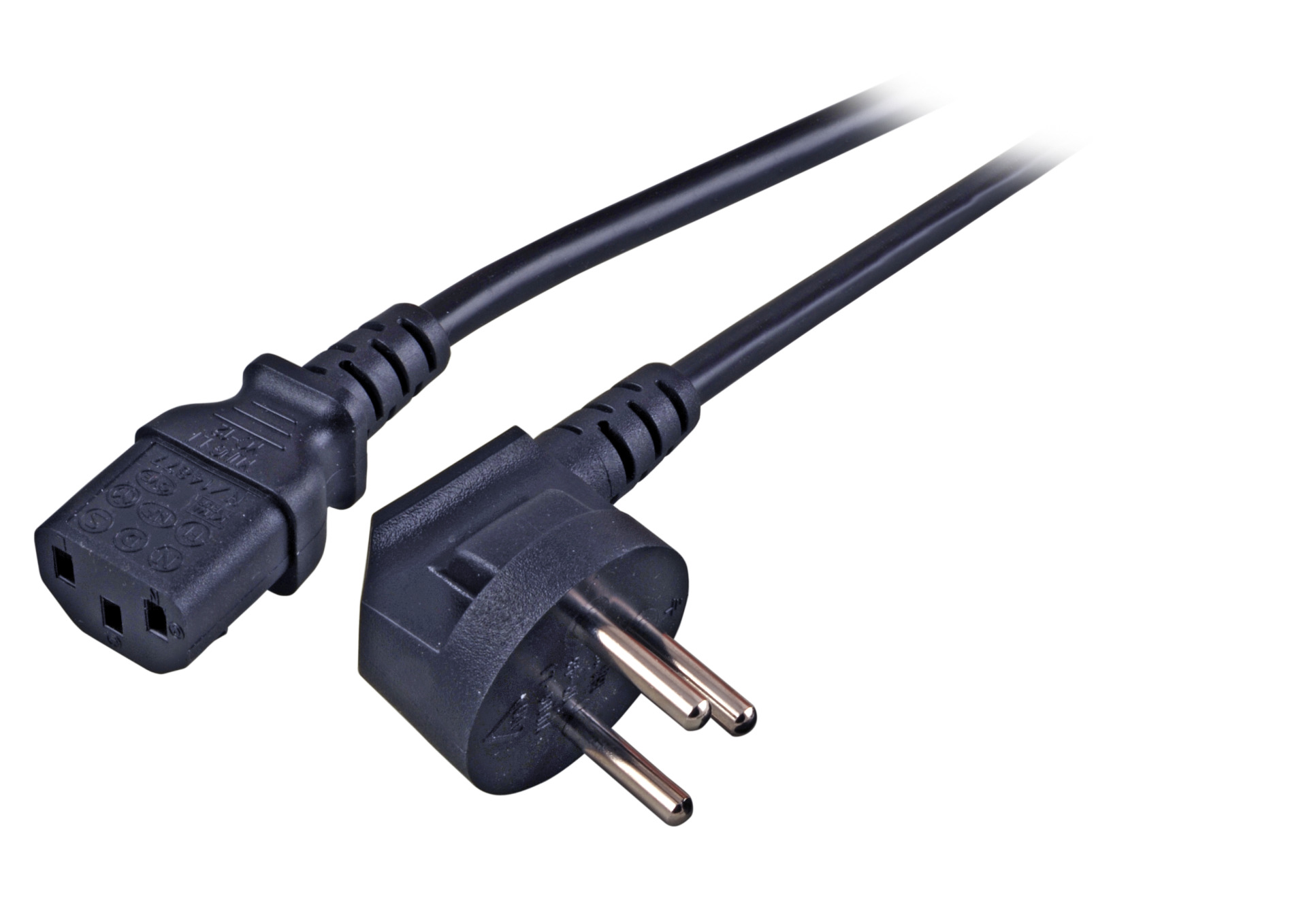 Power Cable Israel - C13 180°, Black, 1.8 m, 3 x 0.75 mm²