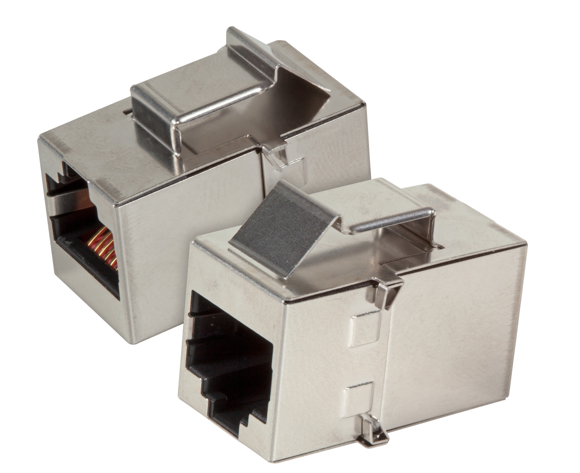 Keystone Snap-In Adapter RJ45  F/F STP, Cat.5e, Stainless Steel