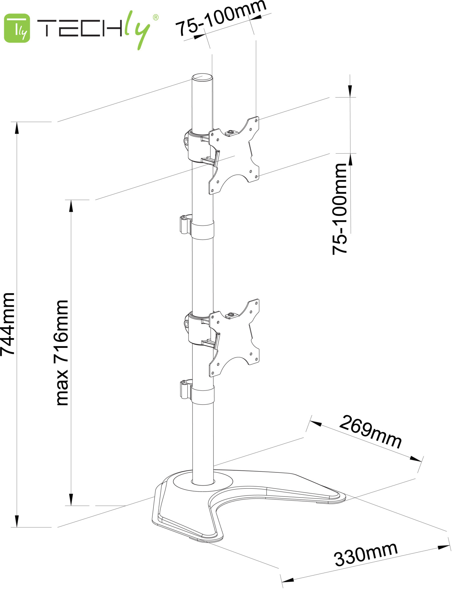 Schreibtischhalterung für 2 LCD TV LED 13"-27", mit Standfuß