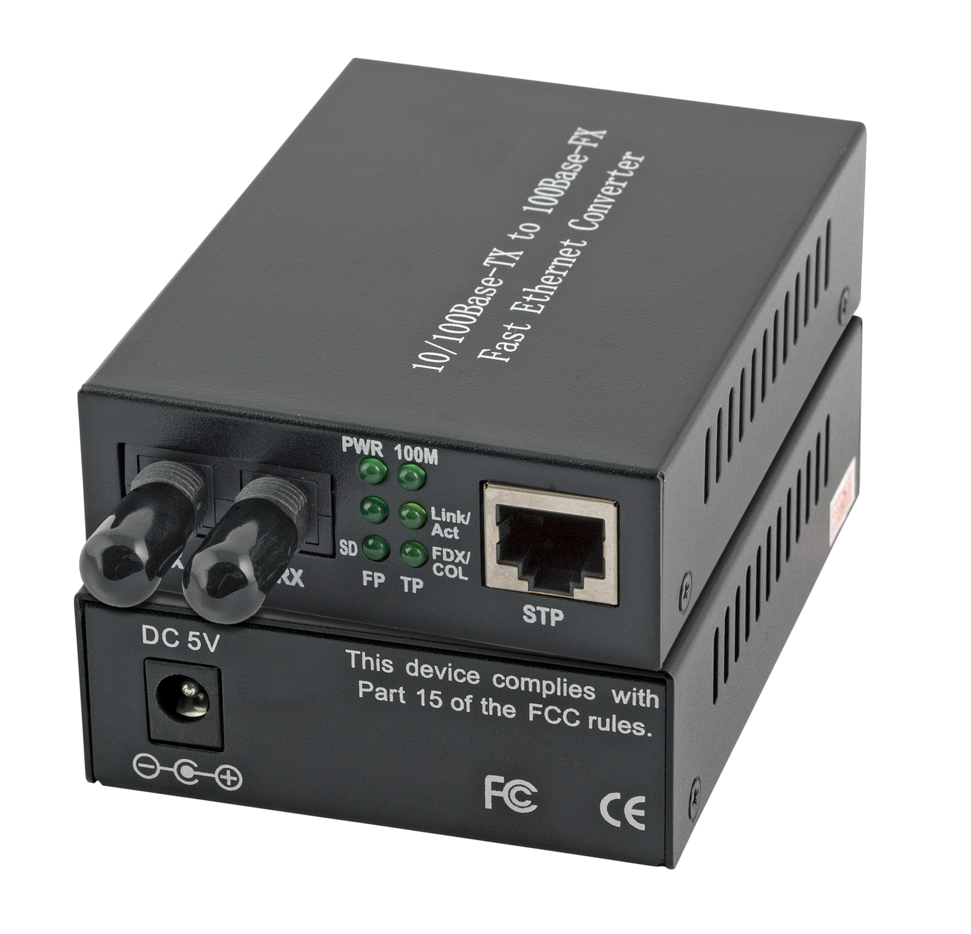 Media Converter RJ45-STP/ST 1310nm/2km, Fast Ethernet