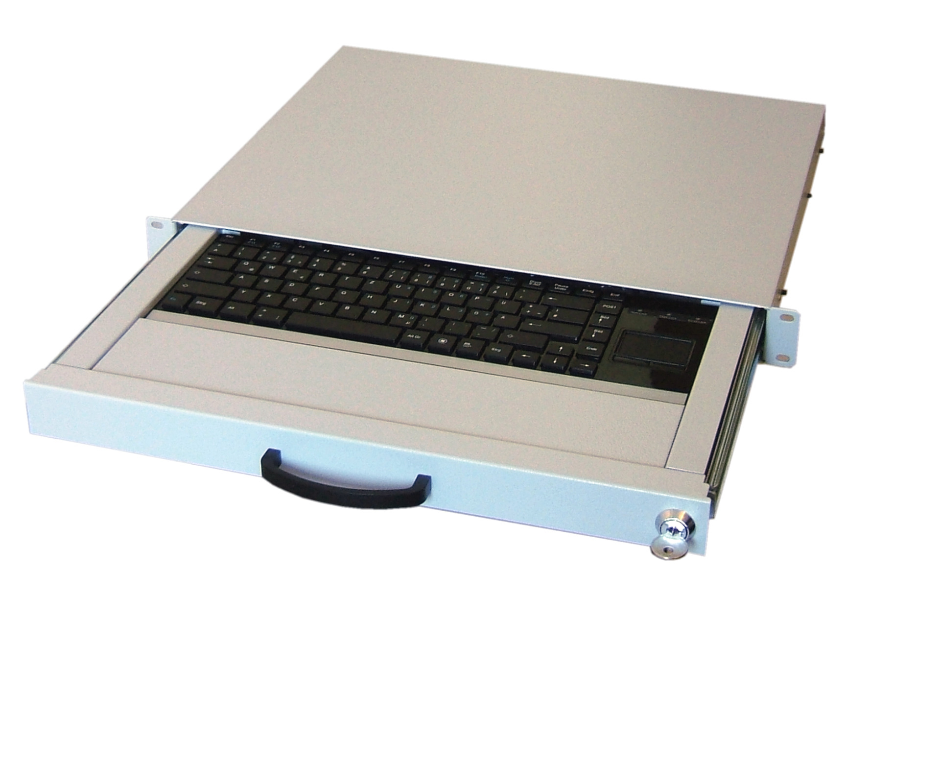 19" 1U Keyboard Drawer incl. Keyboard US, Touchpad, RAL9005