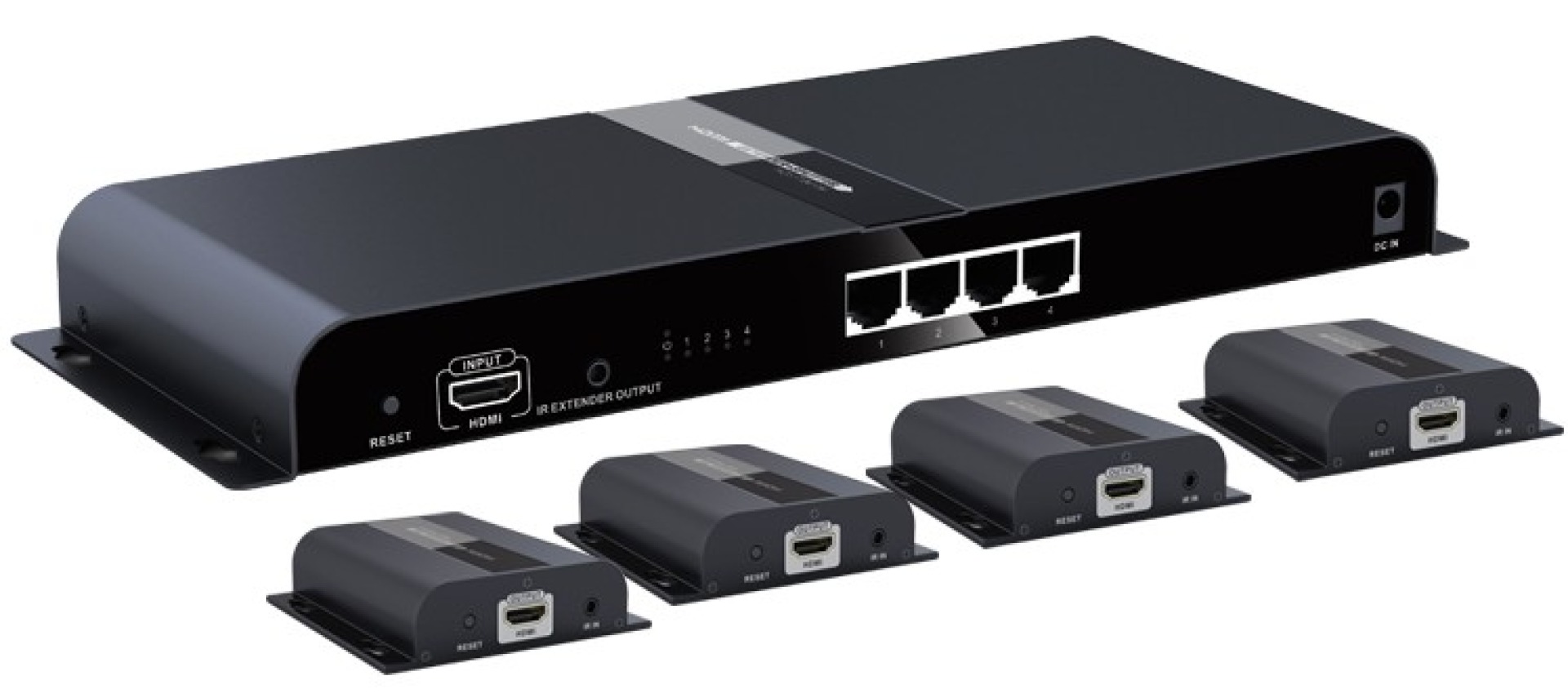 HDBitT HDMI Extender/Splitter mit IR, 4-Port, 120m