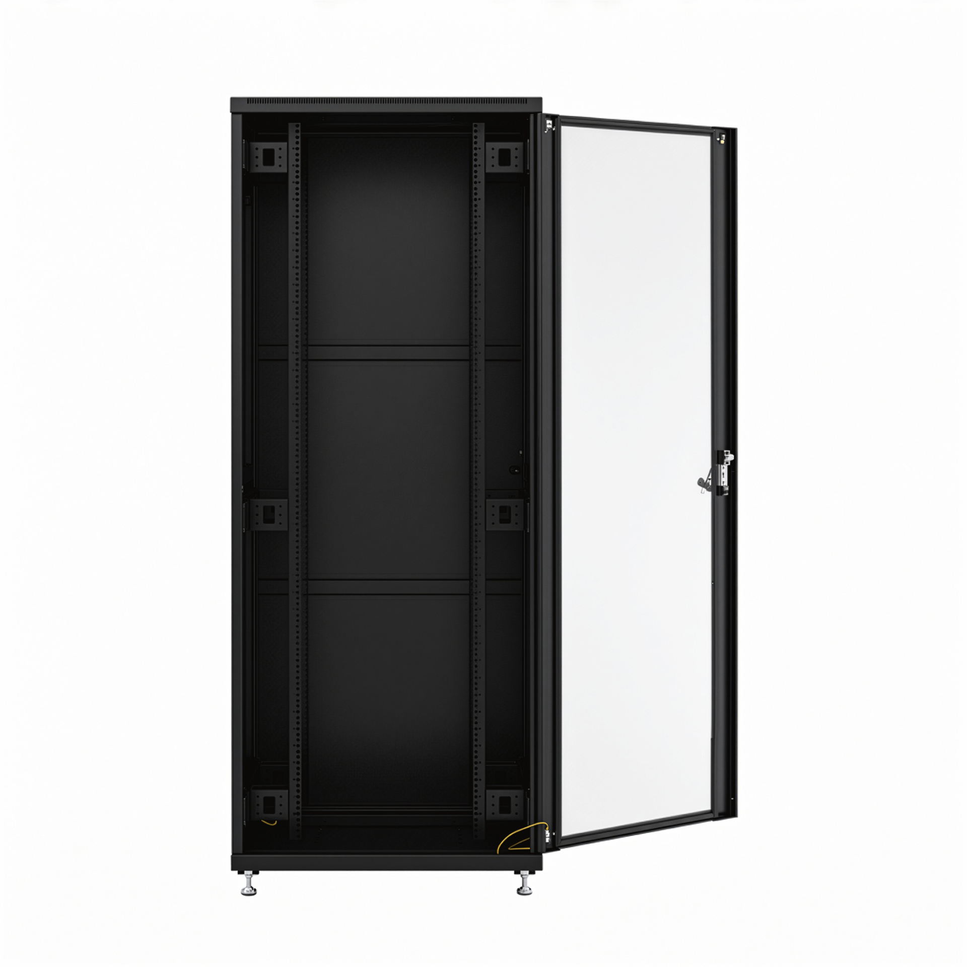 19'' Netzwerkschrank PEL 42HE 800x800 RAL9005,Front Glas 1-tlg., Rück Stahl 1-tl