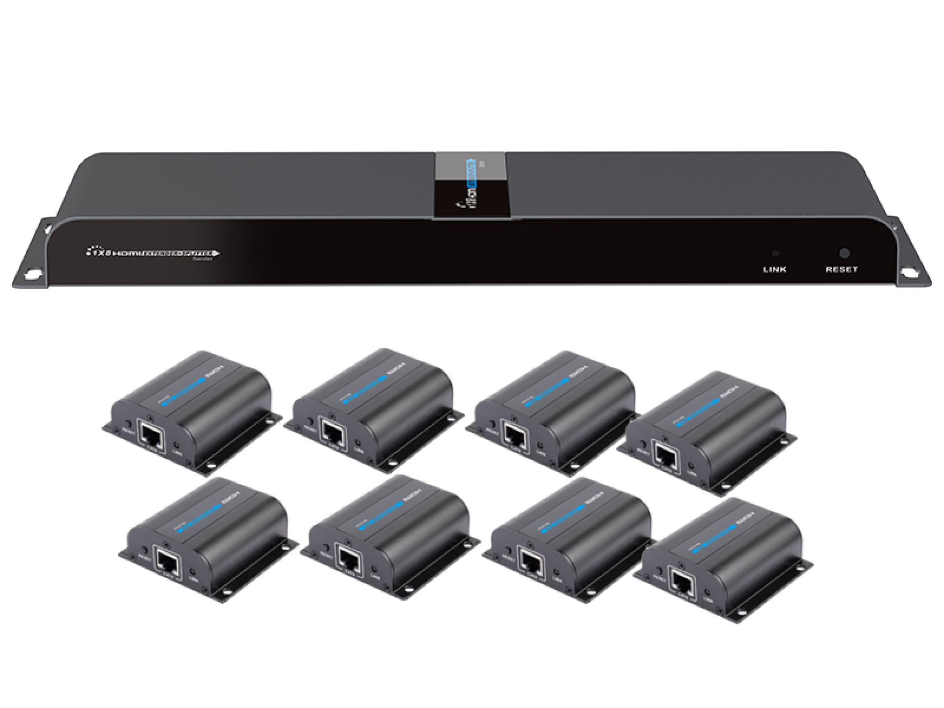 HDMI Extender/Splitter mit IR über Netzwerkkabel bis zu 50m, 1x8