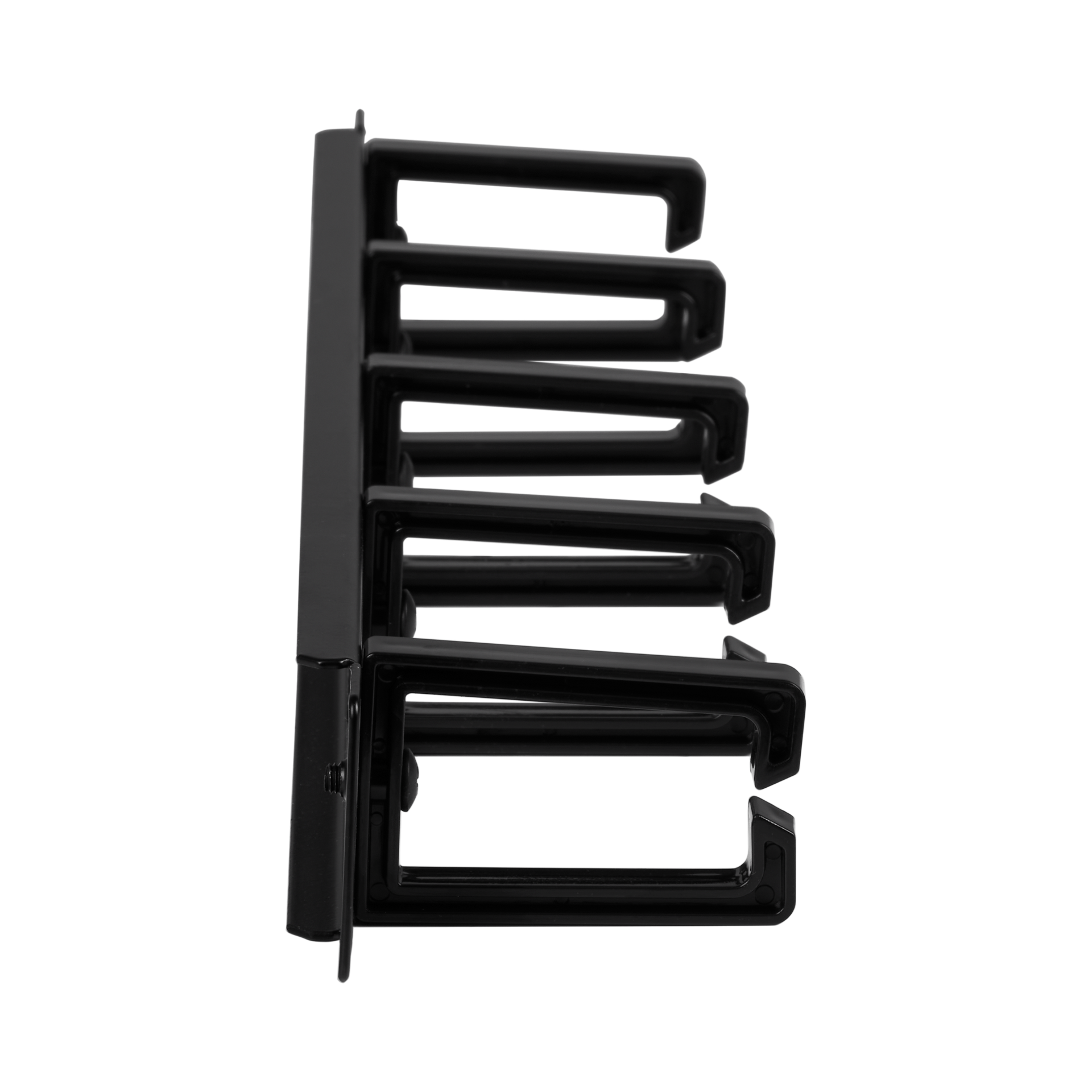 19" 1HE Kabelführungspanel, mit 4 Durchführungen,5 Kunststoffbügel RAL9005