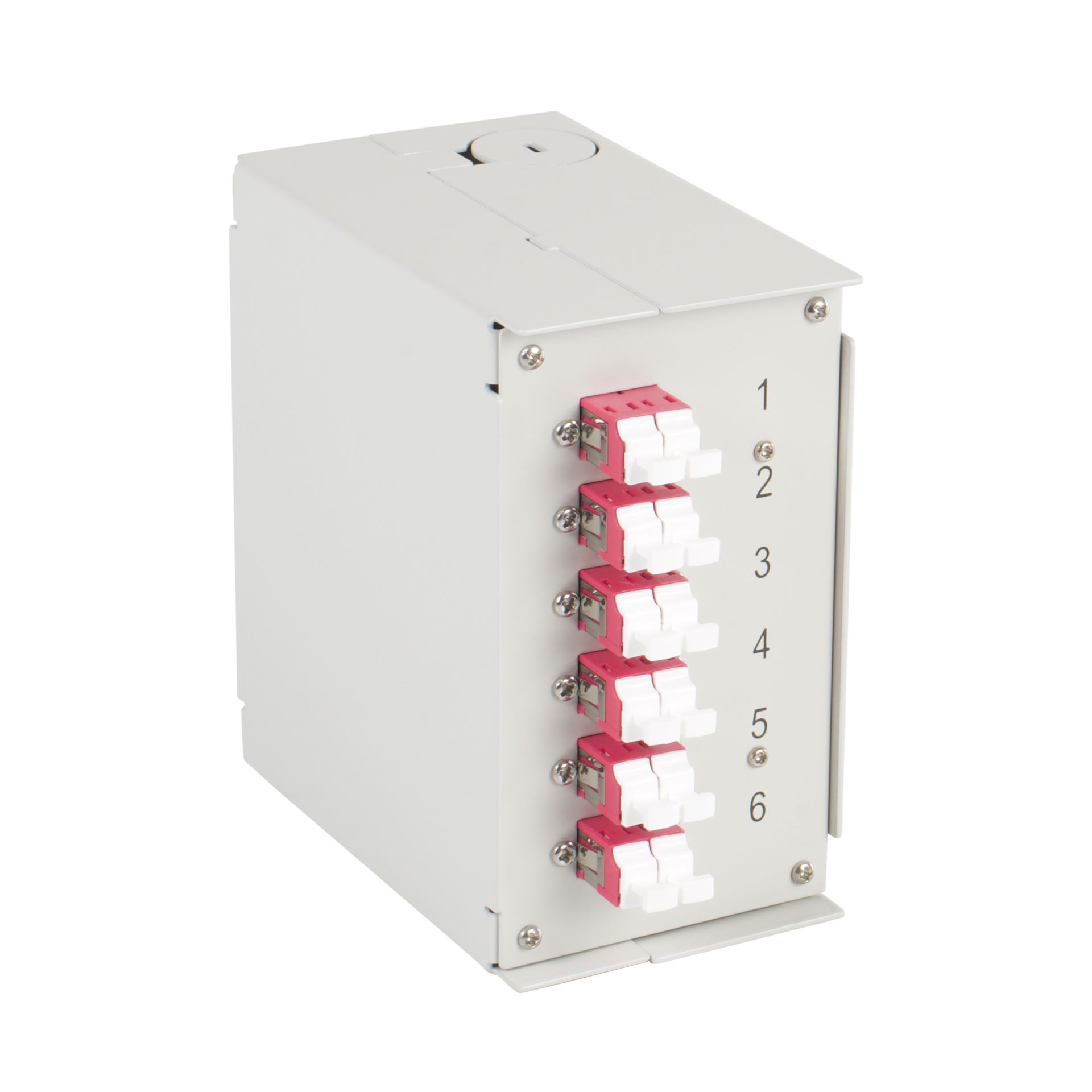 Hutschienenbox OM4 6xLC-Duplex Kupplung, ohne Pigtails