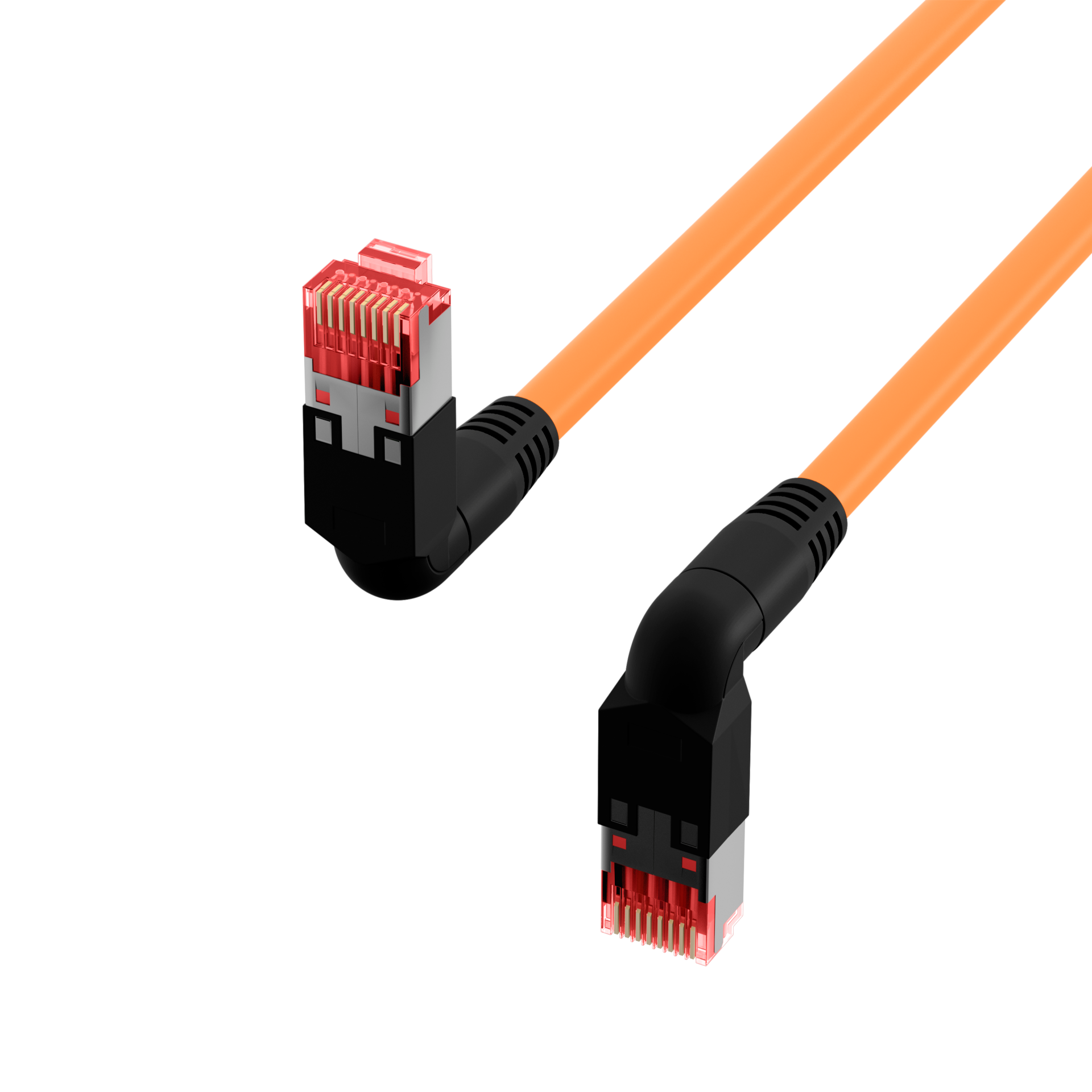 RJ45 Patchkabel Cat.6A S/FTP LSZH  Draka UC900 TM21 2x90° orange 1m