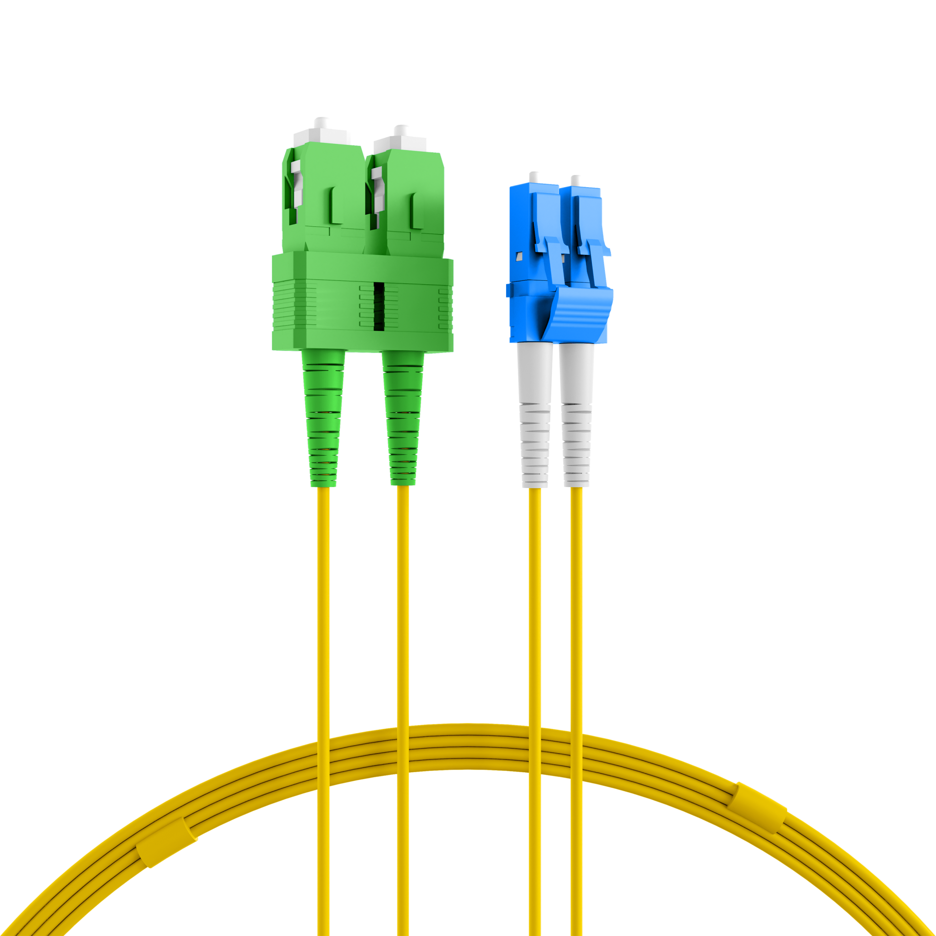 Duplex Patchkabel LC-SC/APC OS2 G652D 15m LSZH 2mm gelb