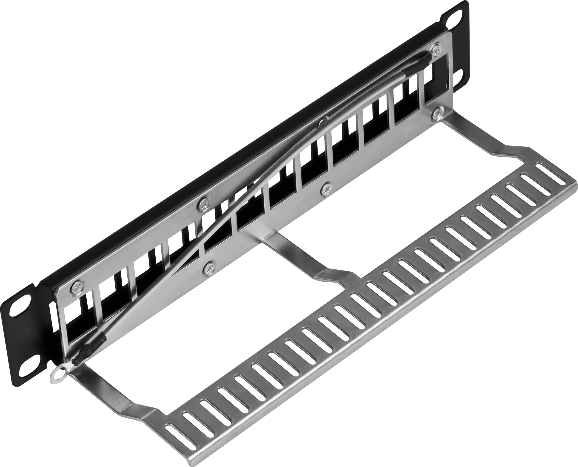 Verteilerfeld 10“ 1HE 12-Port, Metall, schwarz RAL9005 Verteilerfeld 10“ 1HE 12-Port, Metall, schwarz RAL9005
