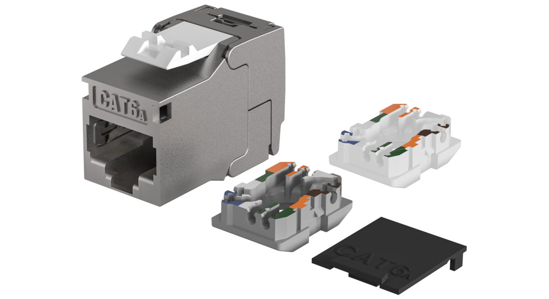 RJ45 Keystone Slimline Shortbody Cat 6A E-20094 components