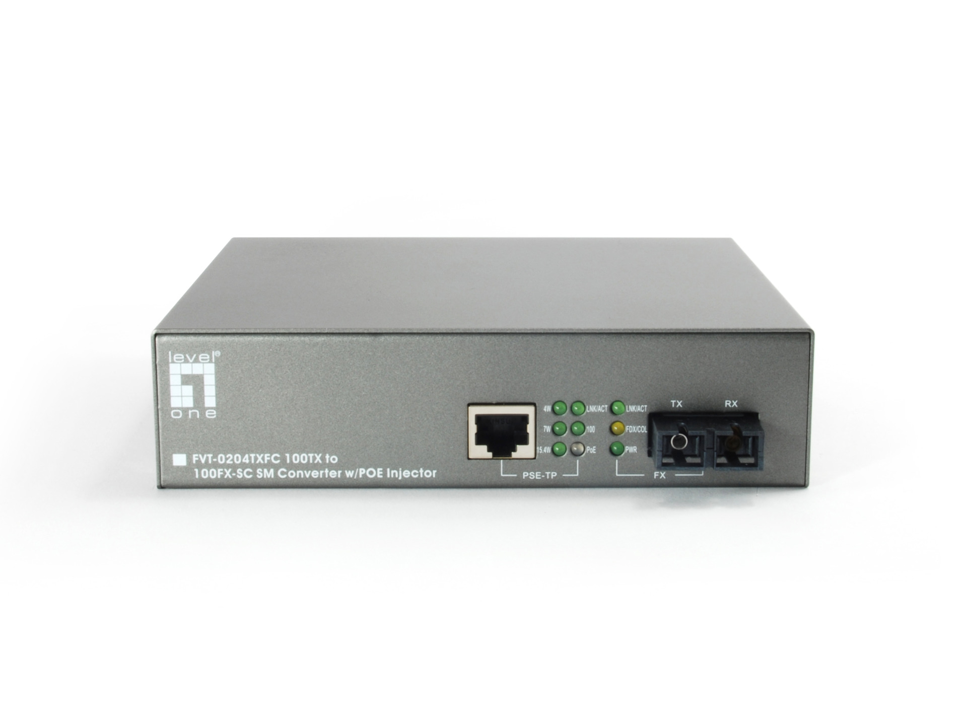 Media Konverter + PoE Injektor 10/100TX+PoE / 100FX SC MM 2km