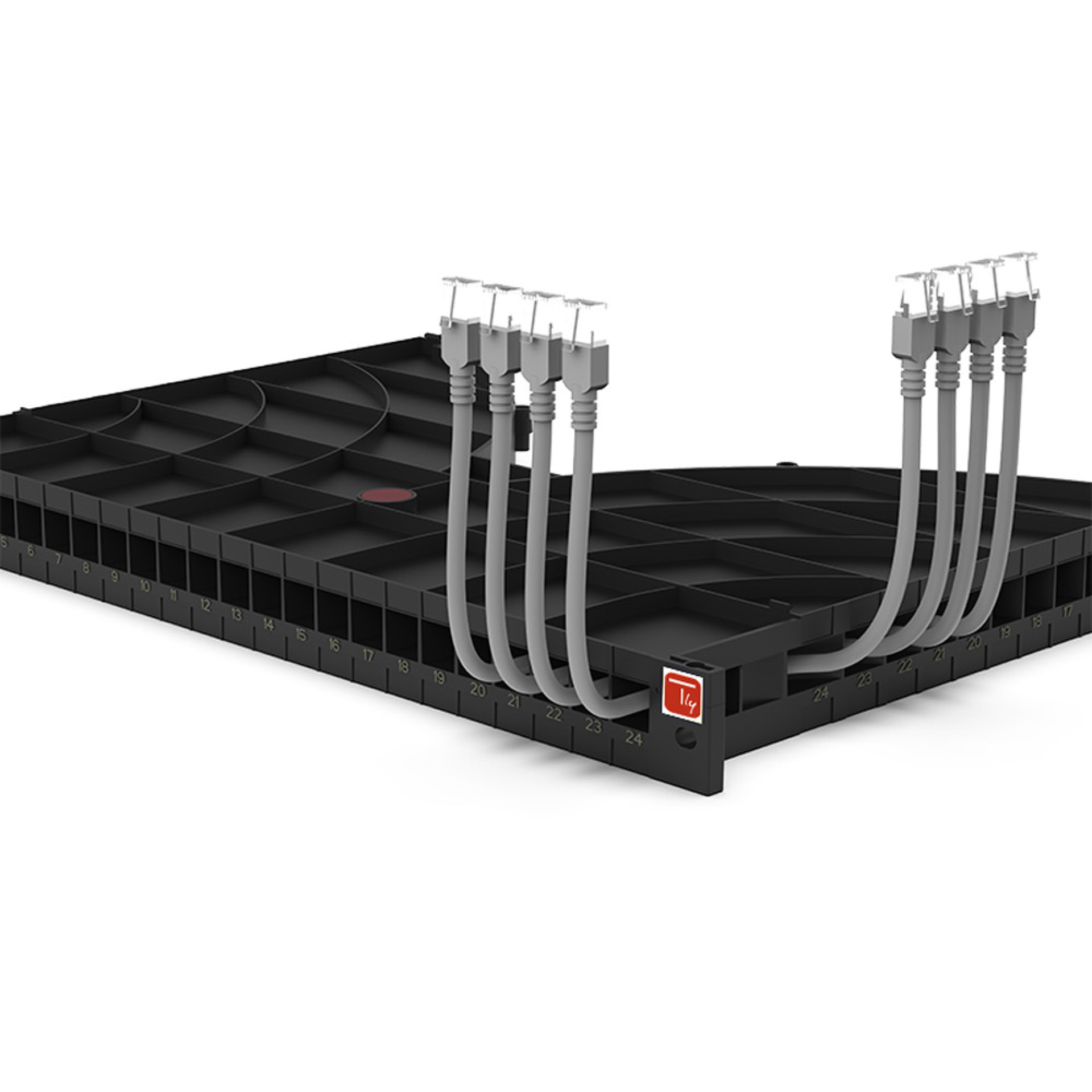Kabelmanagementfach auf Rack 19" 24 Ports D.600mm