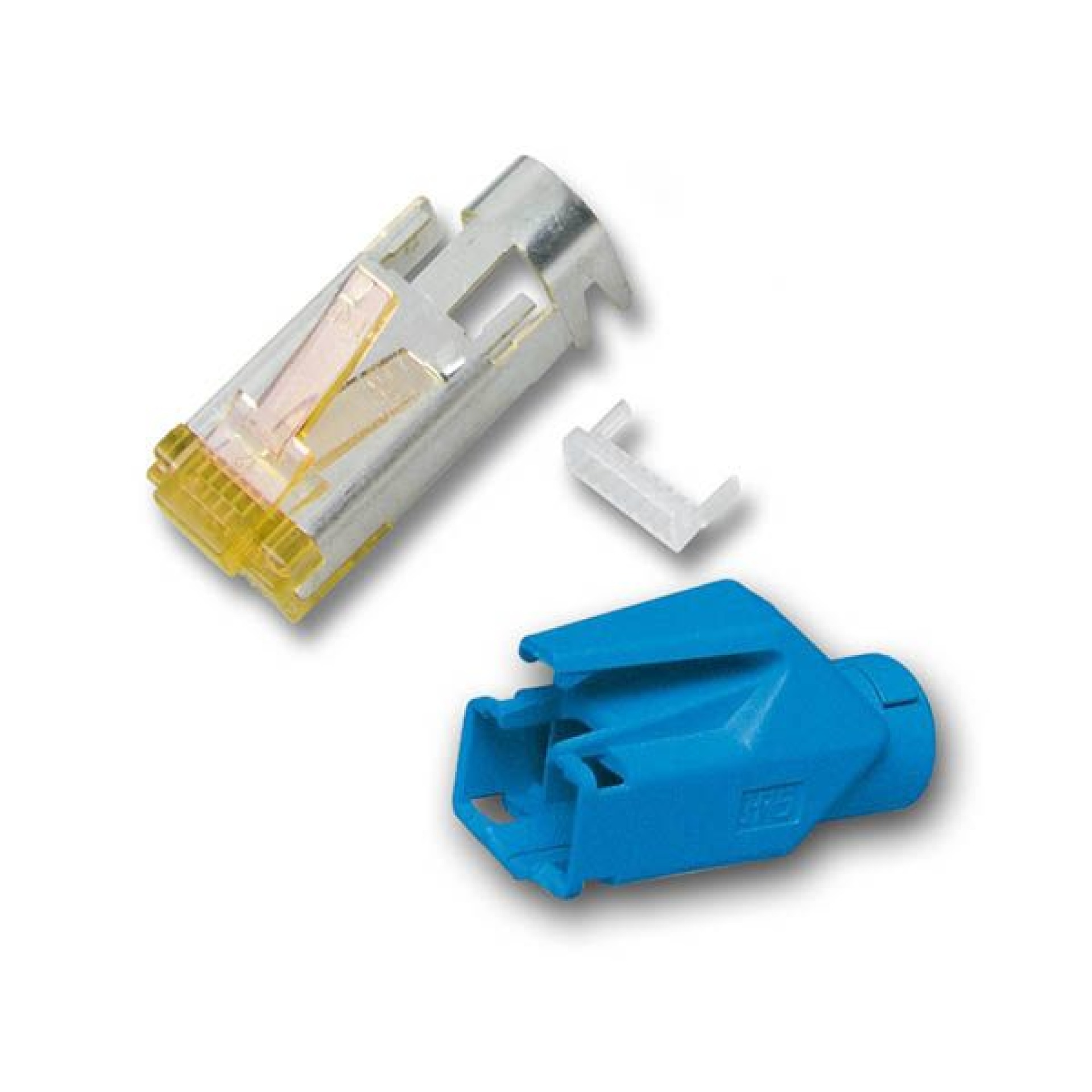 RJ45-Hirose Stecker STP, TM31 blau, 100 Stück, 3 Elemente, Cat.6A