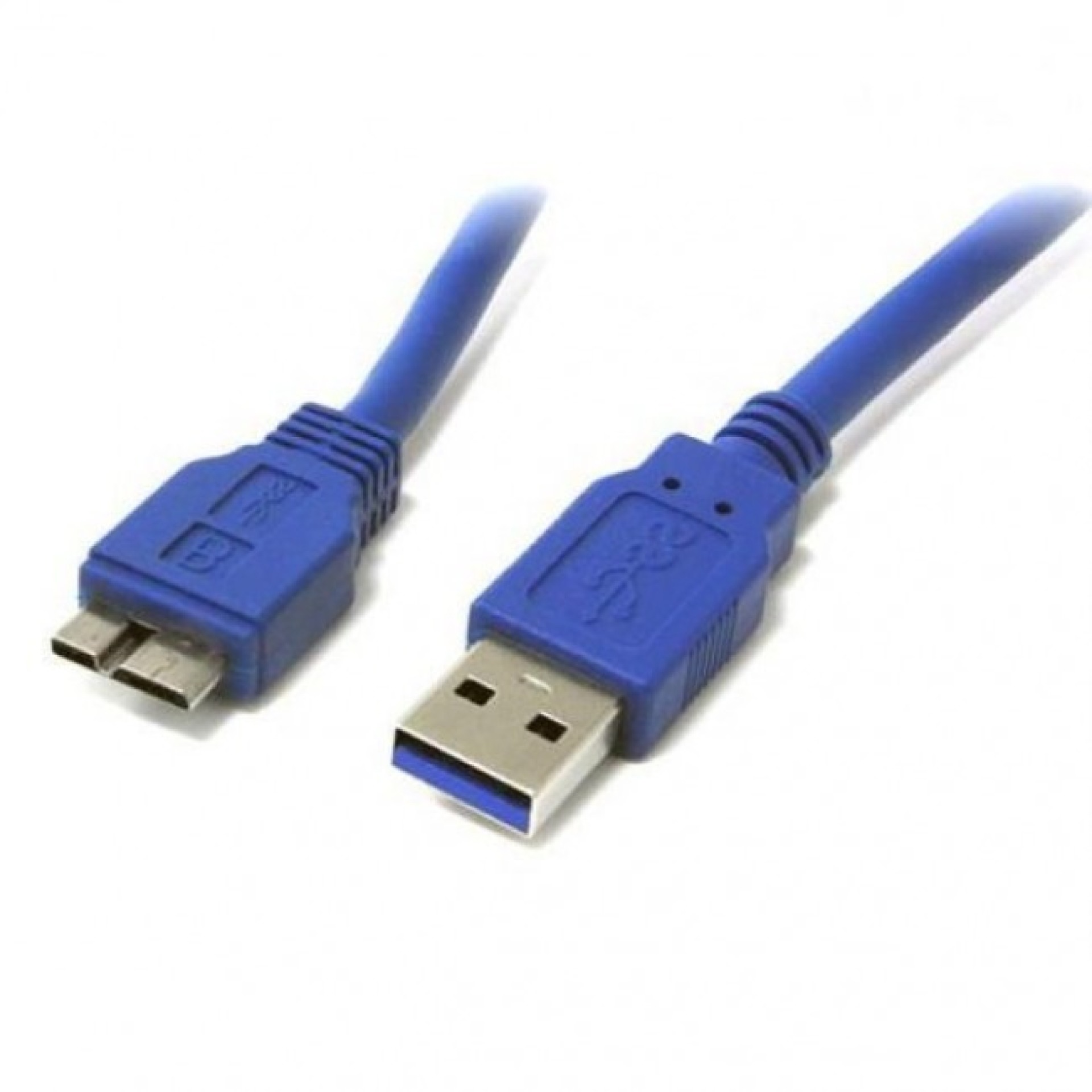 USB3.0 Flachkabel Stecker Typ-A - Stecker Micro B, Blau 1 m, Flachkabel