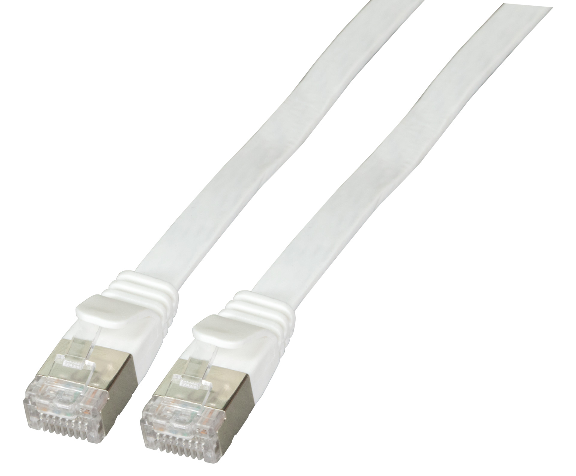 RJ45 Flachpatchkabel U/FTP, Cat.6A, PVC, 1m, weiß