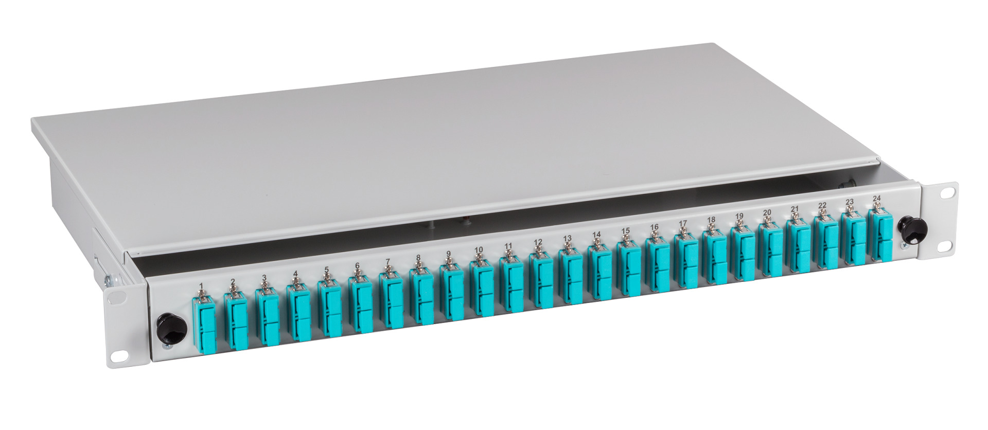 Spleißbox SC-APC 9/125µ OS2 ausziehbar 24 Pigtails/12 Kuppl.
