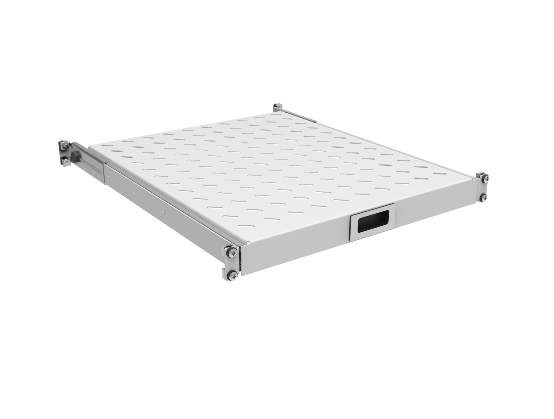 19" 1HE Fachboden ausziehbar, ET 550..650 mm, 30 kg, ST 800, RAL7035