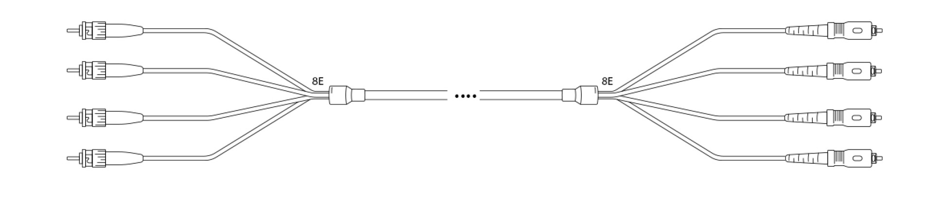 Breakout I-V(ZN) HH OS2 9/125µm ST/SC-APC 12E 1,0m