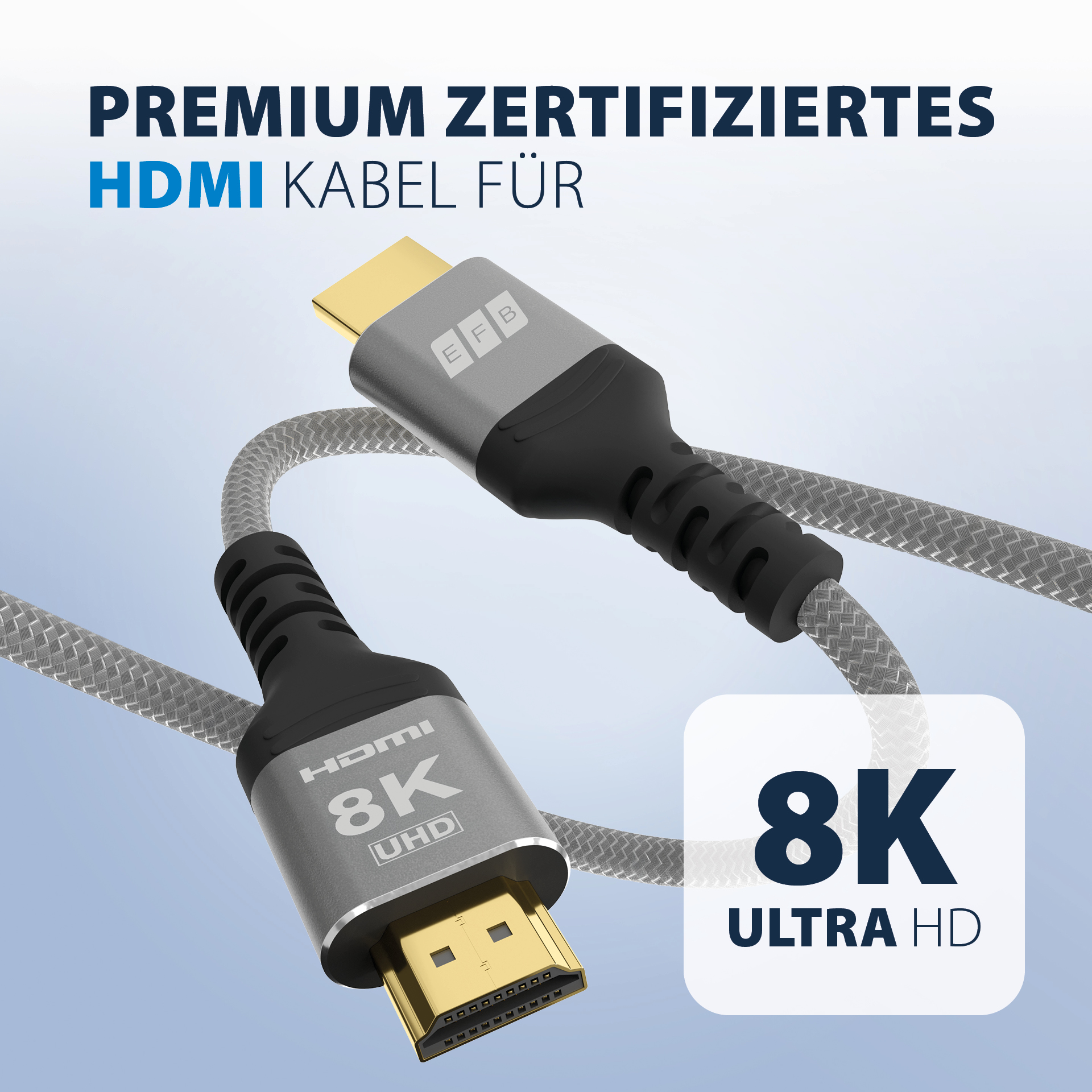HDMI Kabel Ultra High-Speed 8K60Hz 48 Gbit/s 1m grau komp. mit HDMI 2.1/2.0