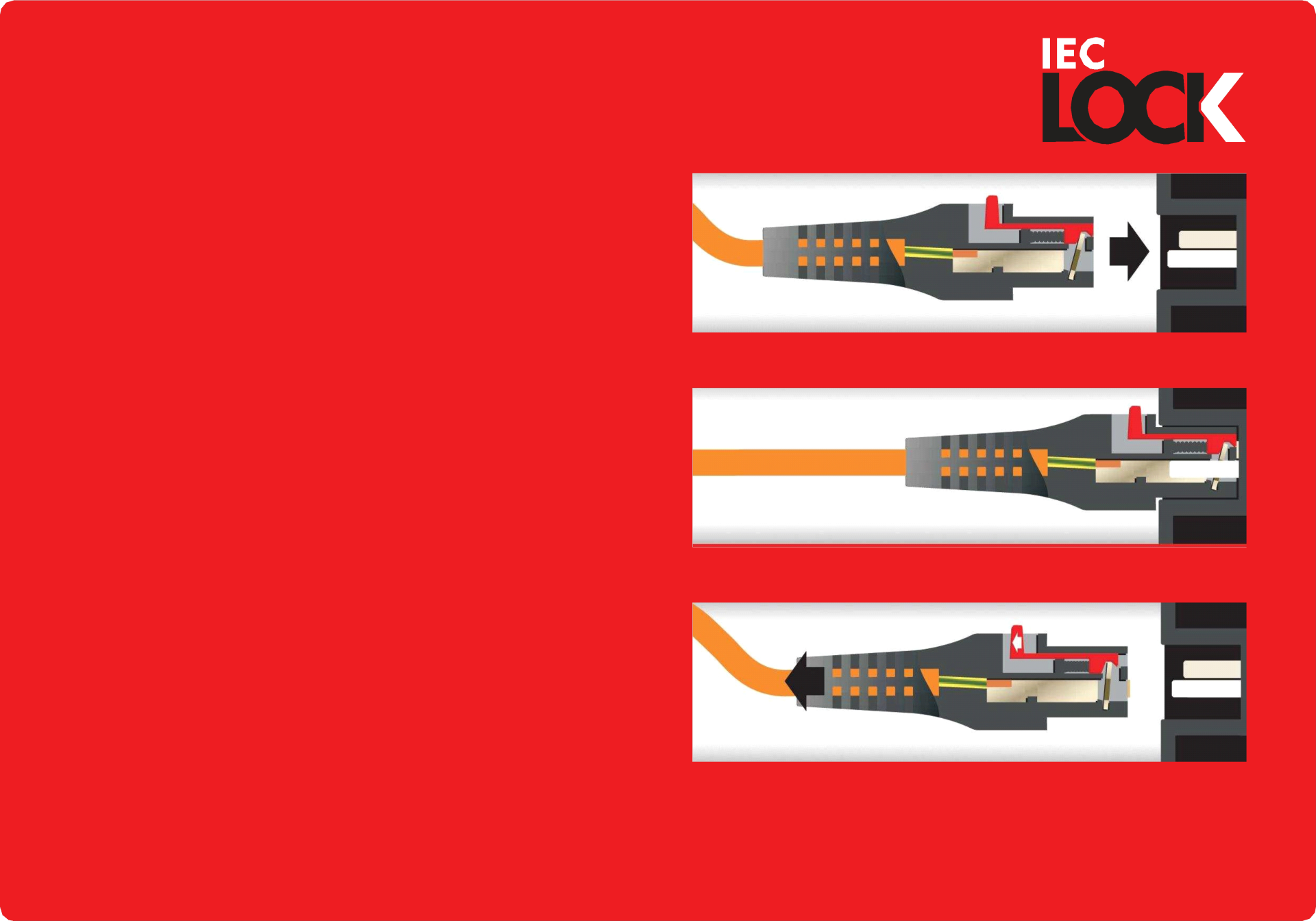 Netzleitung CEE7/7 gewinkelt 90° - C13 180°, IEC Lock+, schwarz, 1,0 m