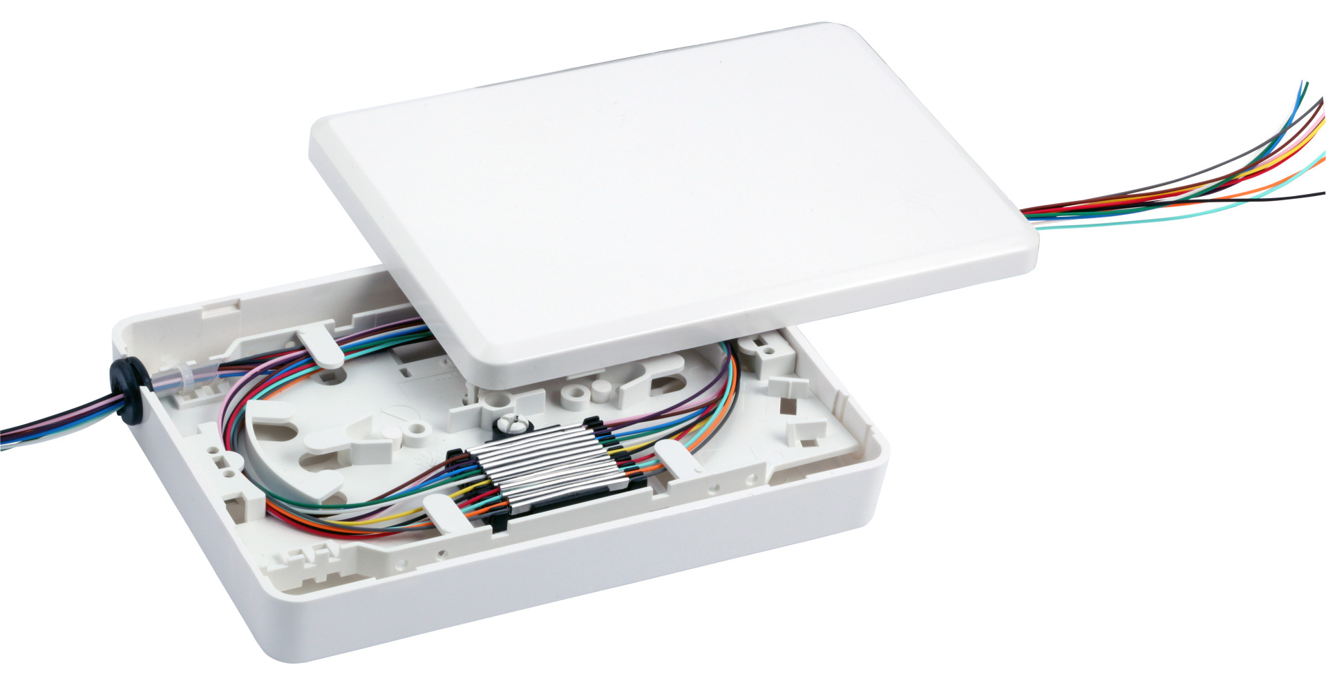 Micro-Spleißbox mit Telekom-Spleißkassette für 12 Spleiße