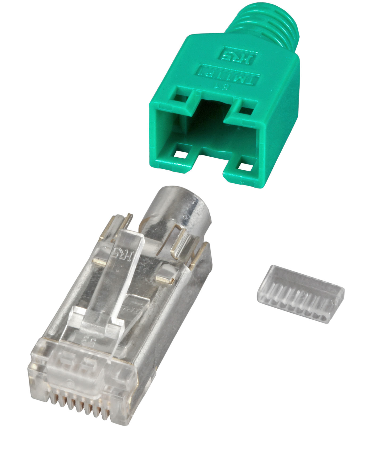 RJ45-Hirose Stecker STP, TM11 grün, 50 Stück, 3 Elemente, Cat.5e