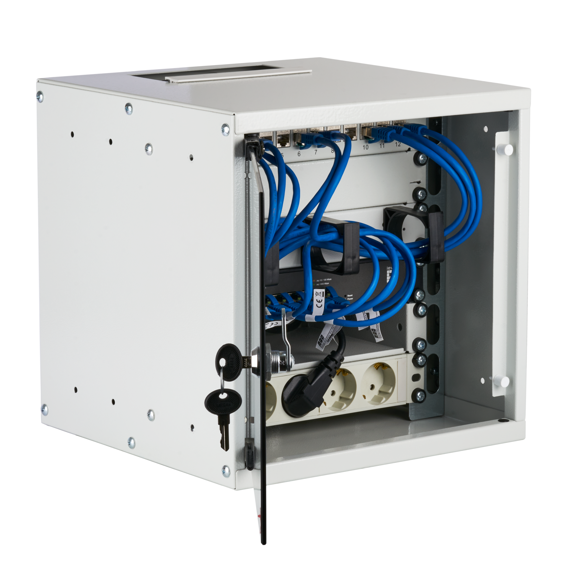 Set 10“ 6U wall housing grey RAL7035 including accessories for self-assembly