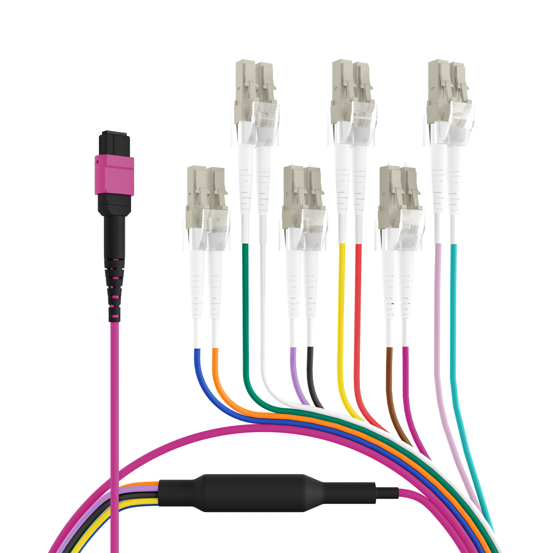 MPO-PLUS®(F)-LC Trunkkabel OM4 12 Fasern,Typ B LSZH erika-violett 1m