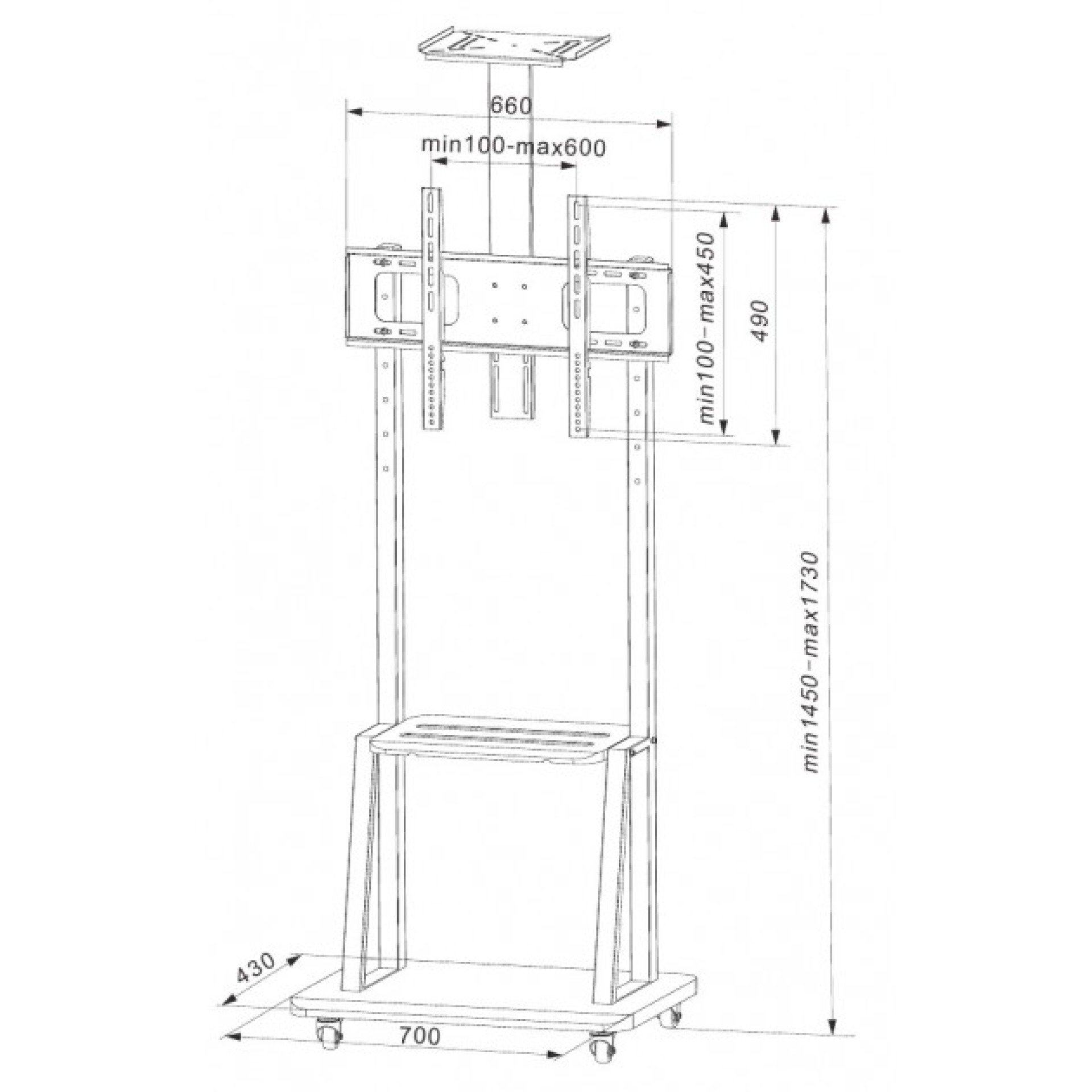 Boden-TV-Halter für 32''-70'' TV mit Ablage