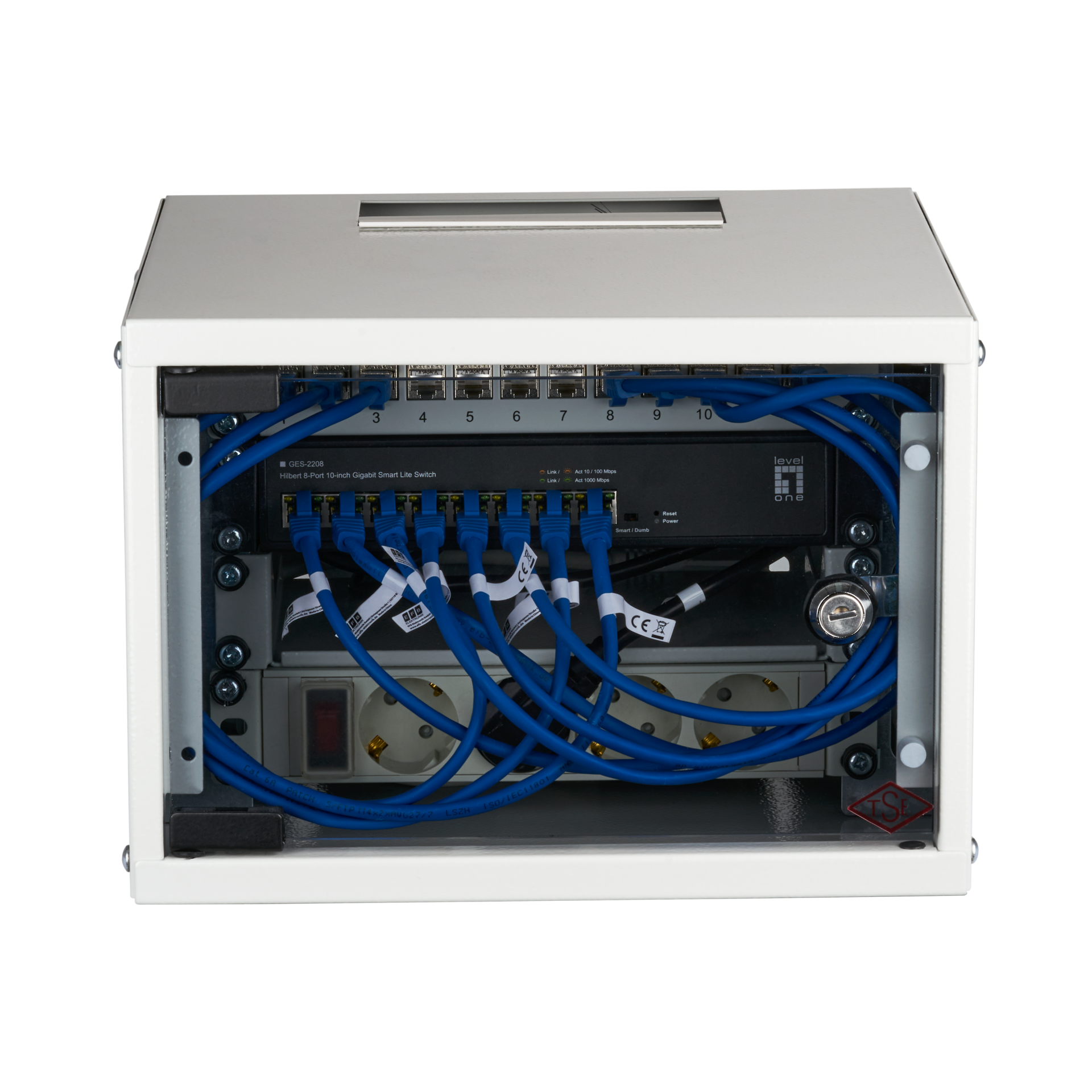Set 10“ 4U wall housing grey RAL7035 including accessories for self-assembly