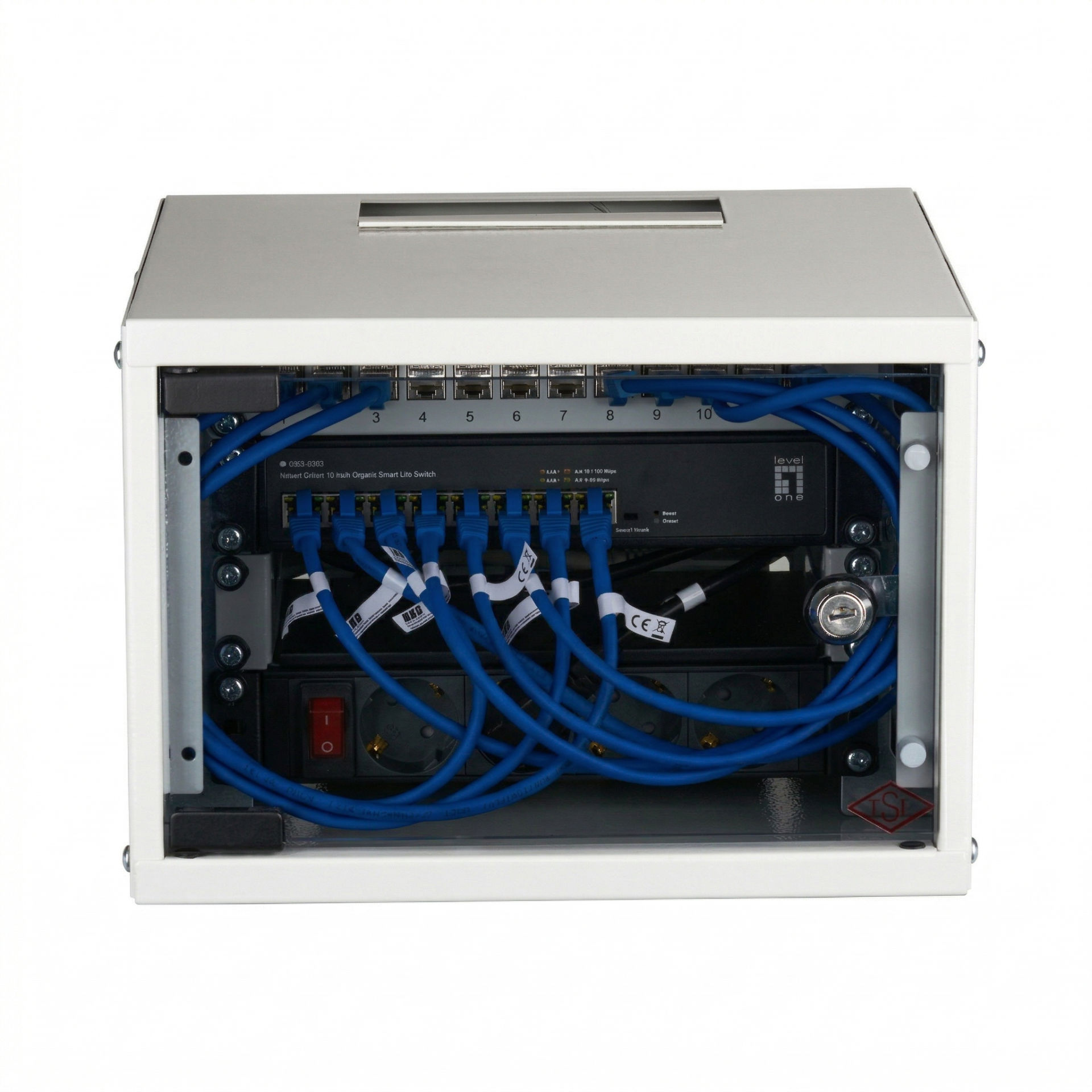 Set 10“ 4 HE Wandgehäuse grau RAL7035, inkl. Zubehör zur Selbstmontage