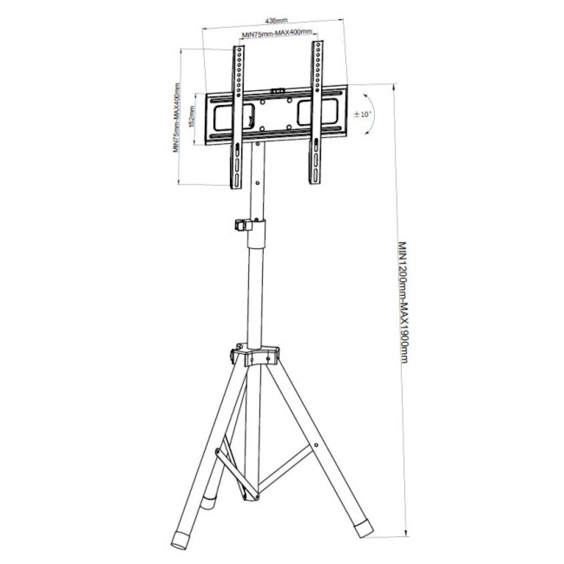 Universal Floor Tripod Stand for 17-60" TV, portable, max.2100mm