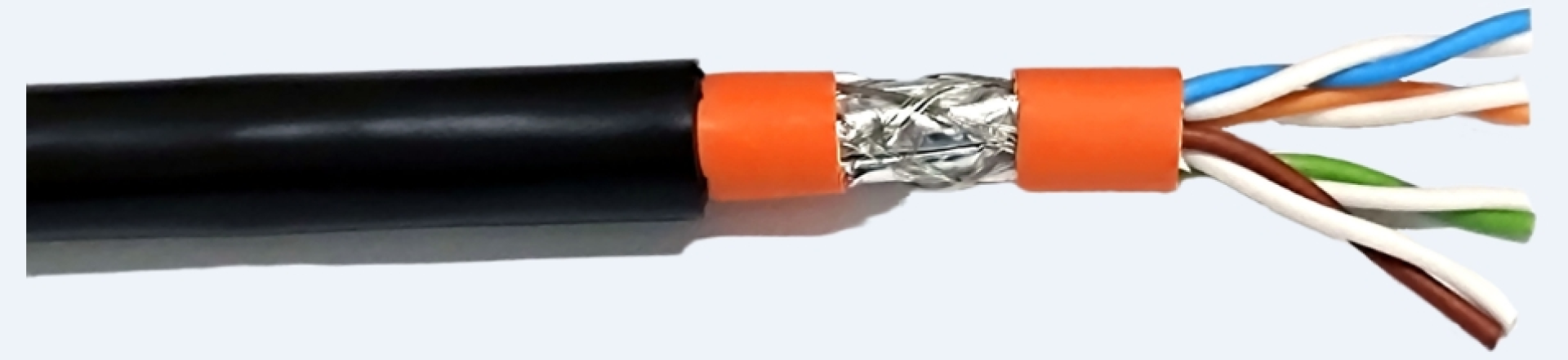 Cat.7 In-/Outdoor cable 1200MHz AWG23 S/FTP,PE jacket, inner Dca, Sw& Or,250m