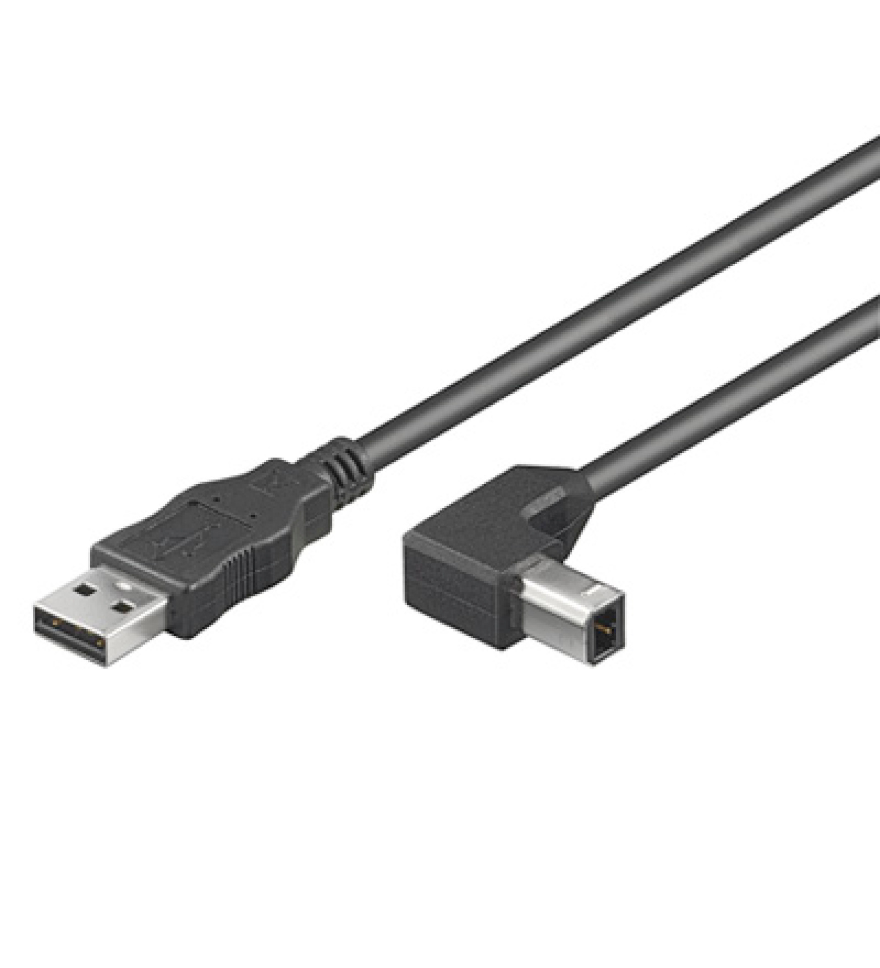 USB2.0 Anschlusskabel Stecker Typ-A - Stecker Typ-B 90° gewinkelt, 3,0 m