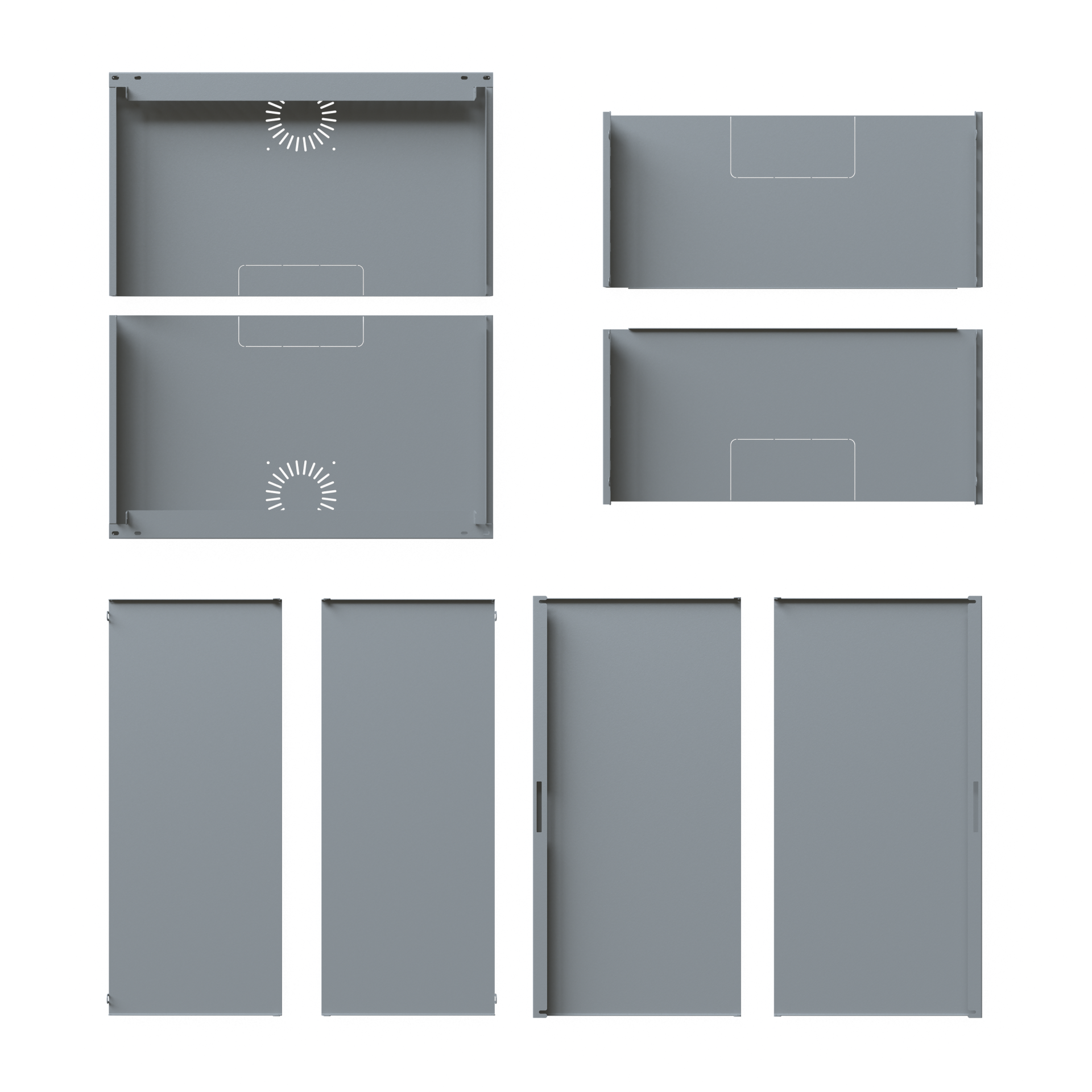 Verkleidung für X-Rack Wandgehäuse ohne Tür 15HE grau RAL7035 2/3