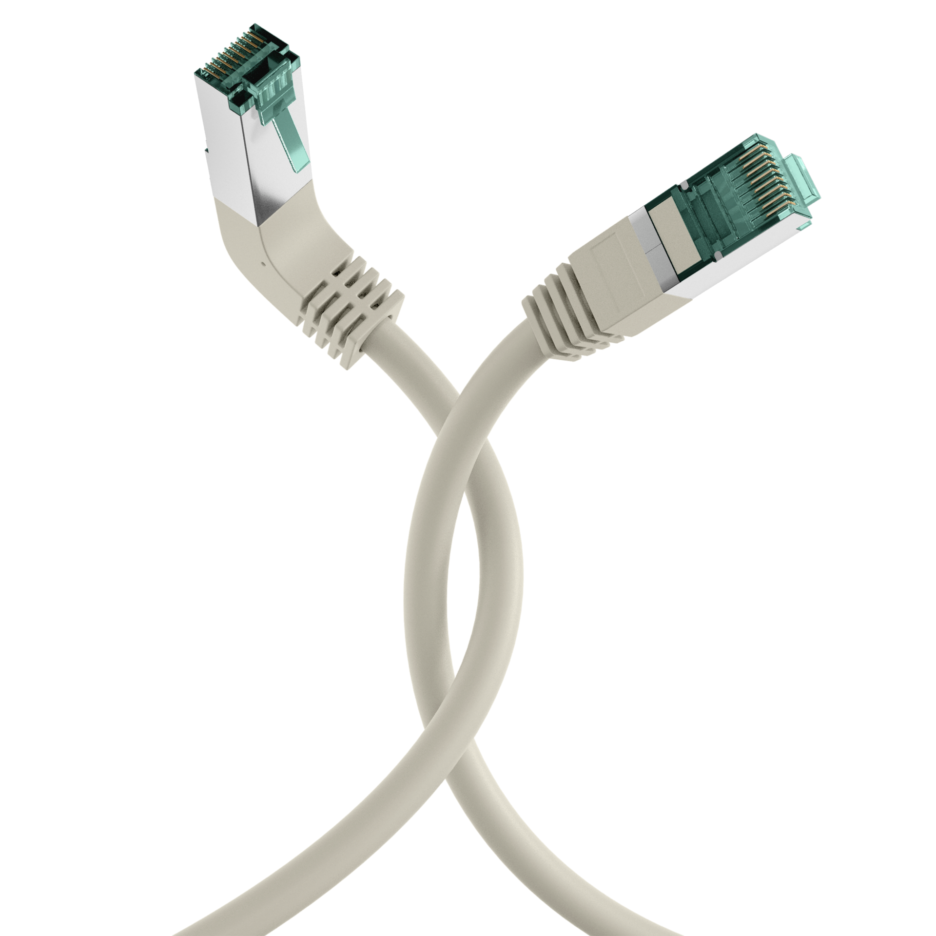 RJ45 Patch Cord Cat.6A S/FTP LSZH 1x90° grey 1m