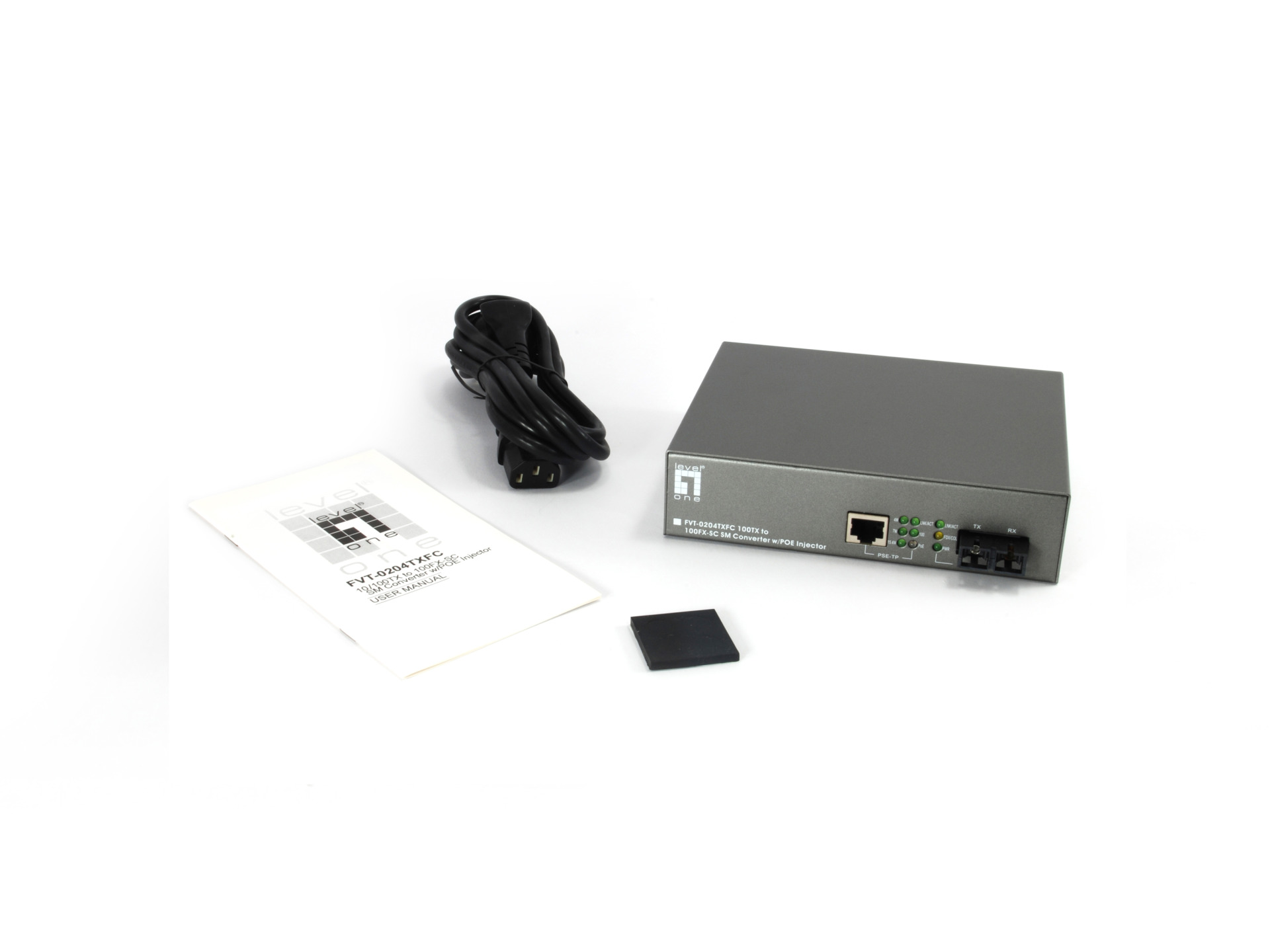 Media Konverter + PoE Injektor 10/100TX+PoE / 100FX SC MM 2km