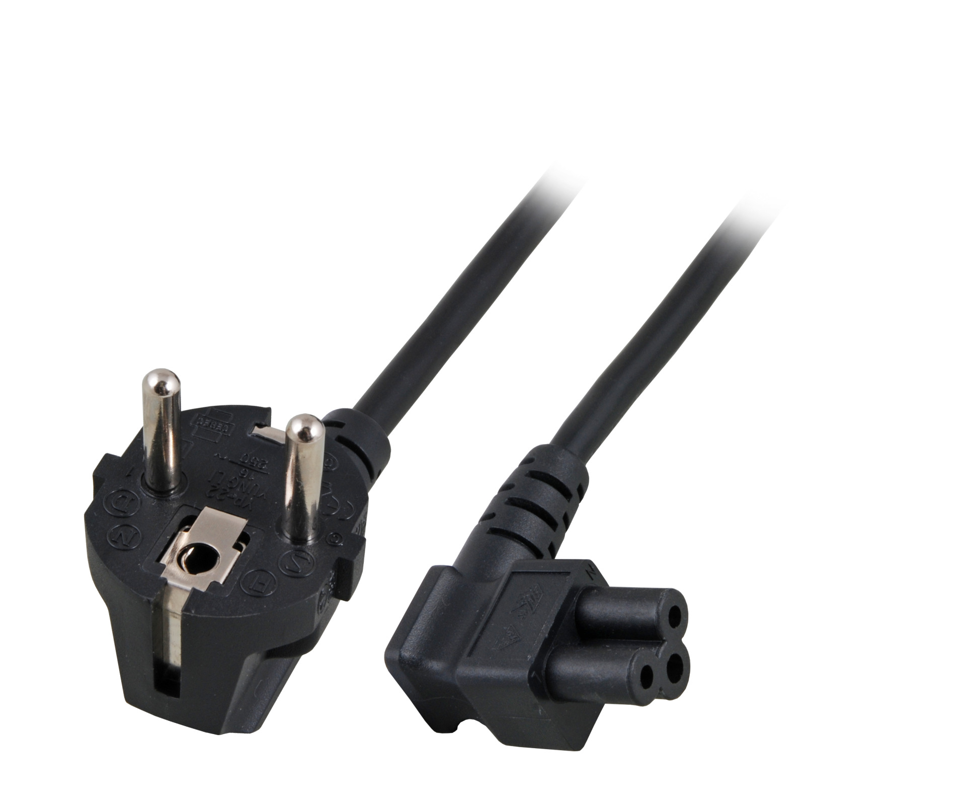 Power Cable CEE7/7 90° - C5 90°, Black, 3.0 m, 3 x 0.75 mm²