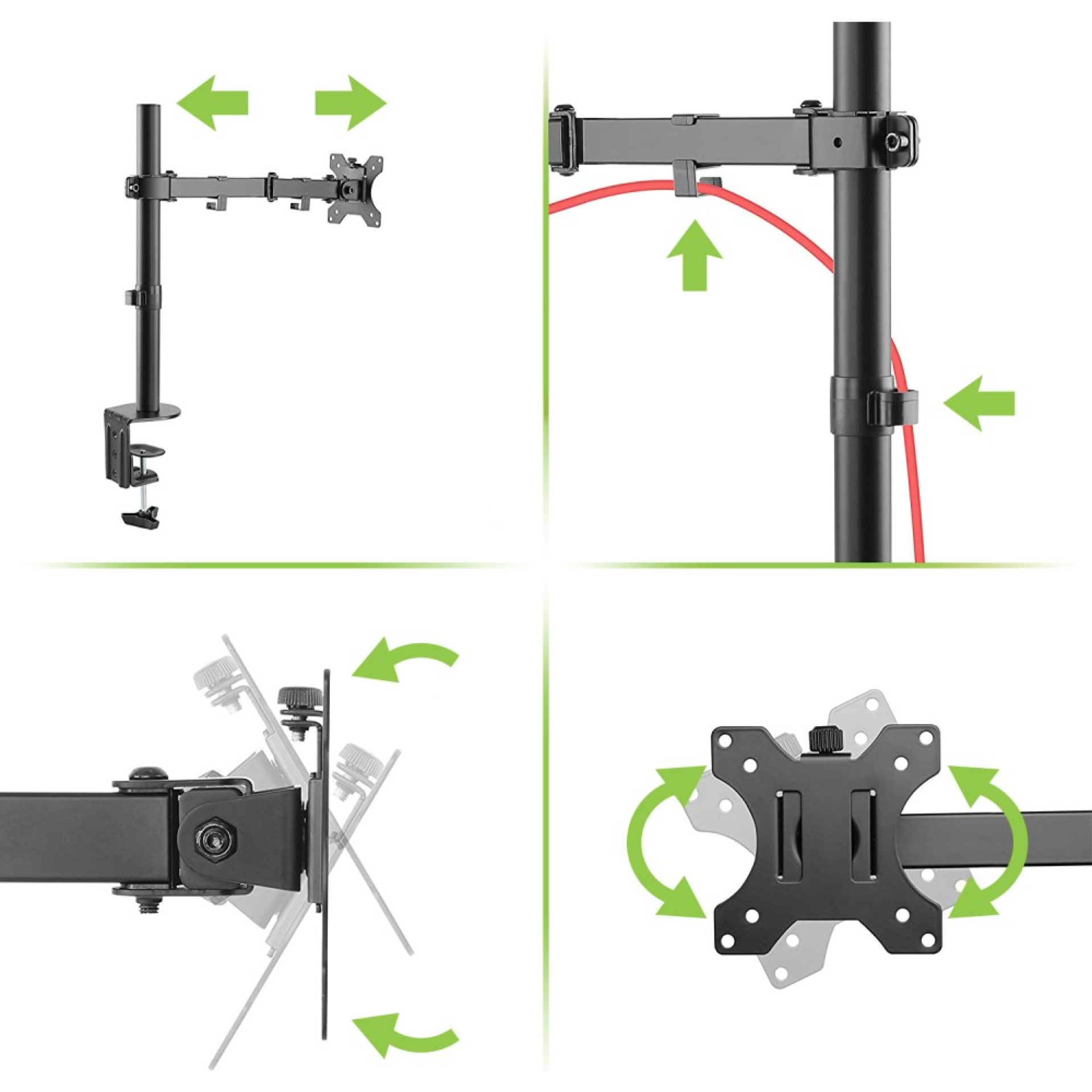 Techly desk support for monitor 13-27" double adjustment joint