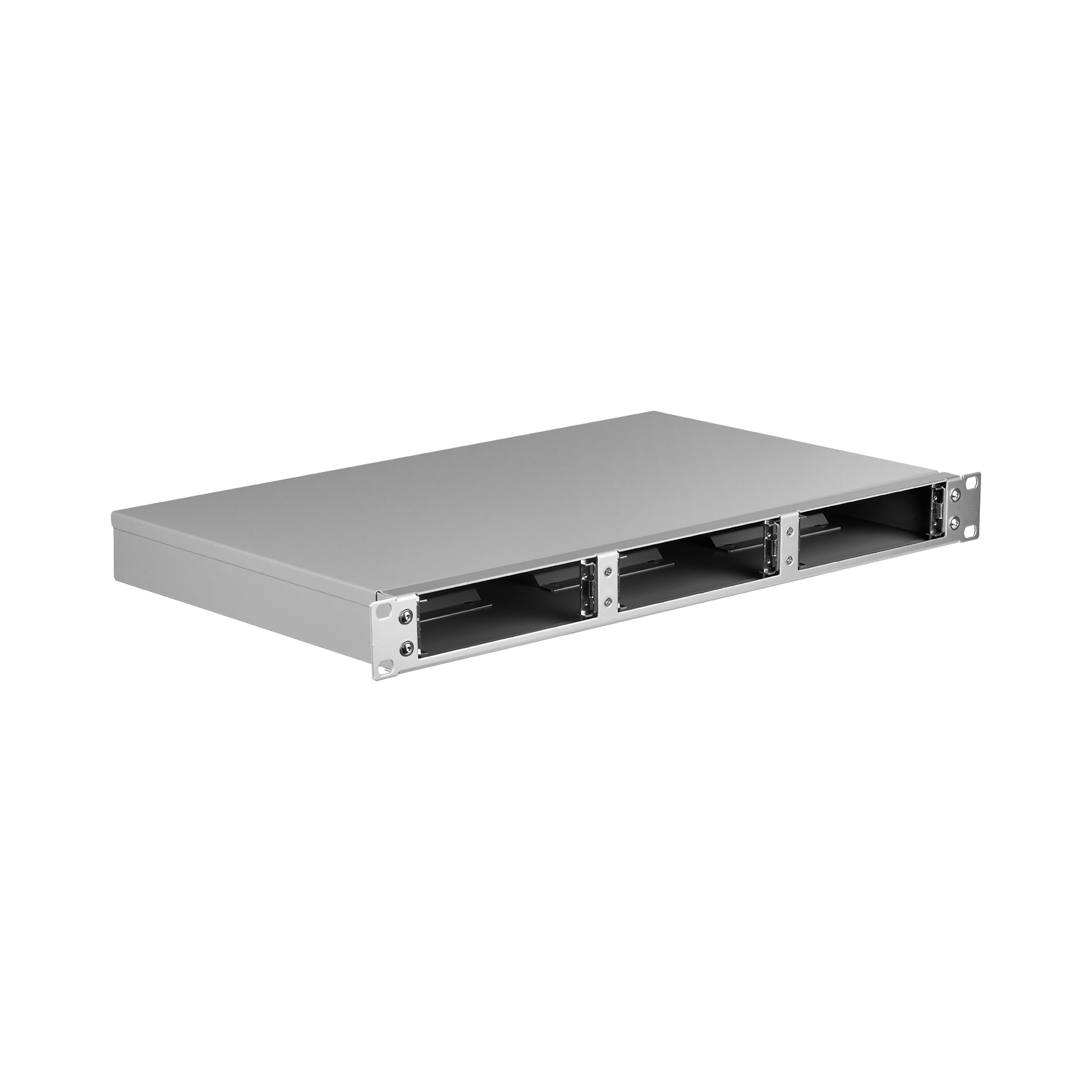 19" 1HE Baugruppenträger für 3x 7TE Einschubmodule, Aluminium Front, grau