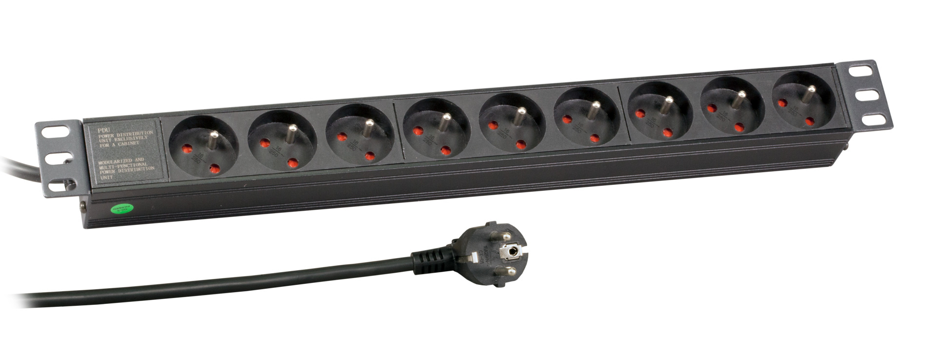 19“ 1U Socket Strip 9 x UTE without Switch