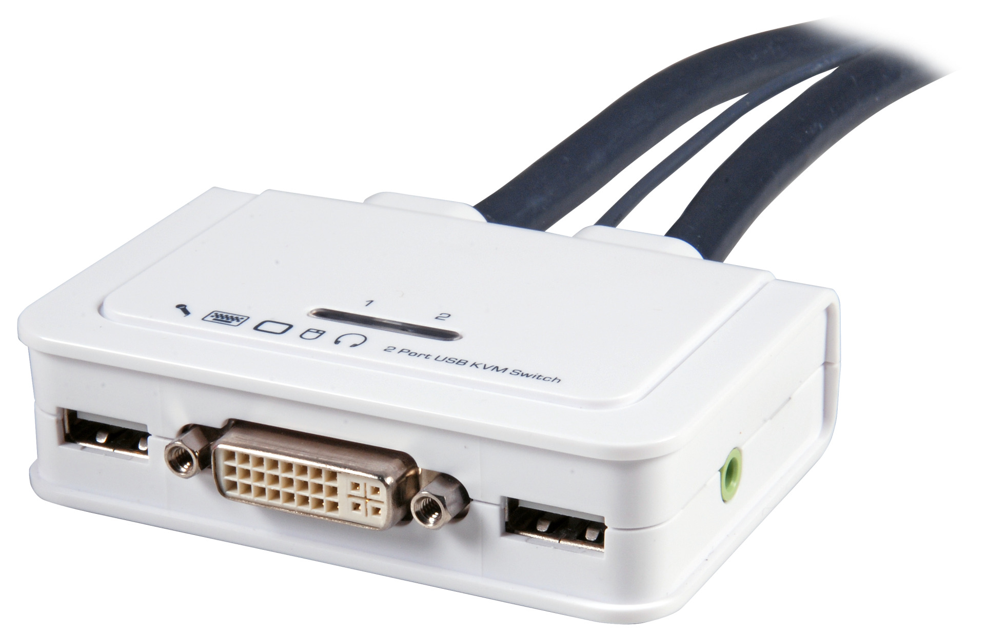 2-Port KVM DVI-USB-Audio mit Kabelsätzen 2x 0,9m