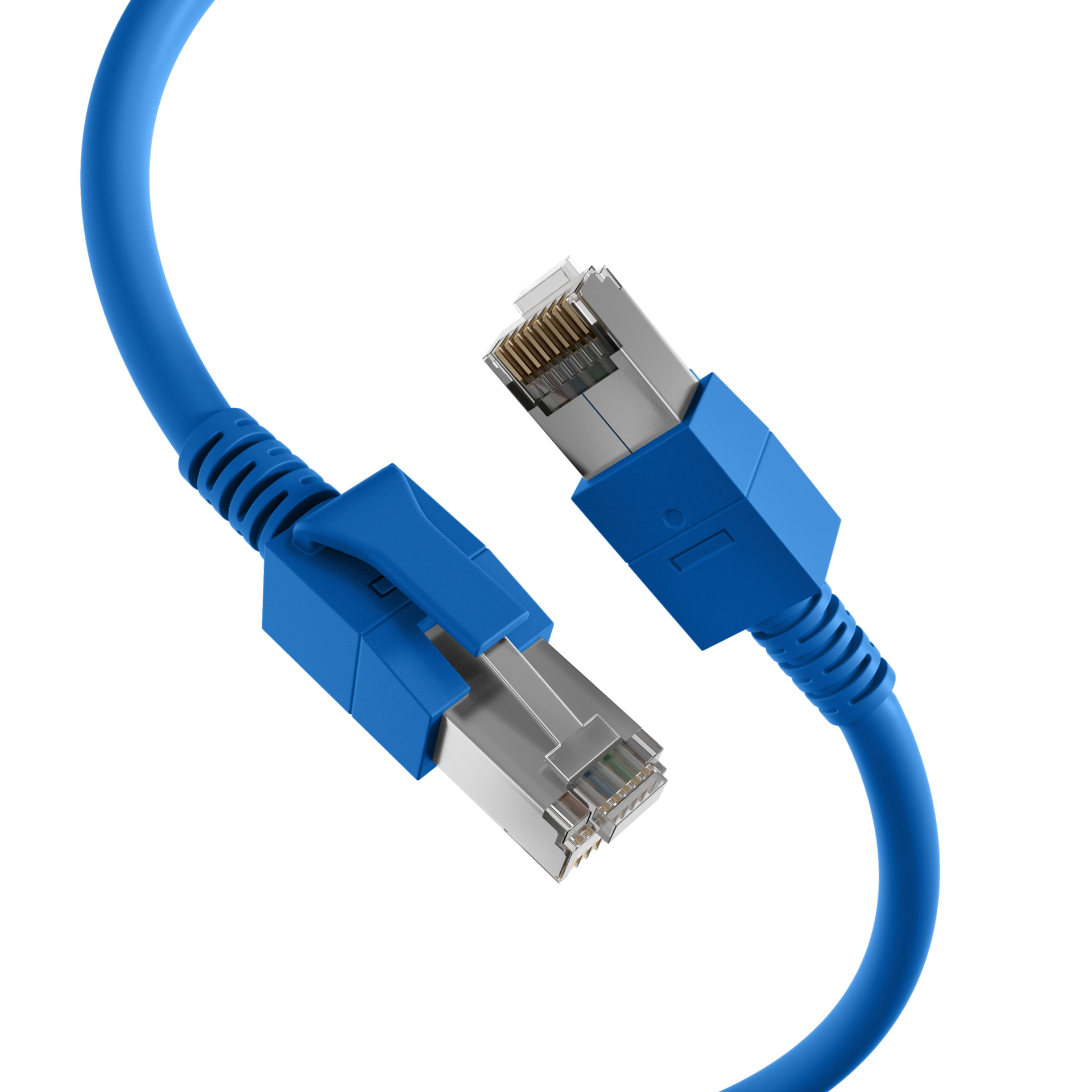 RJ45 Patchkabel Cat.6A S/FTP FRNC  VC LED blau 3m