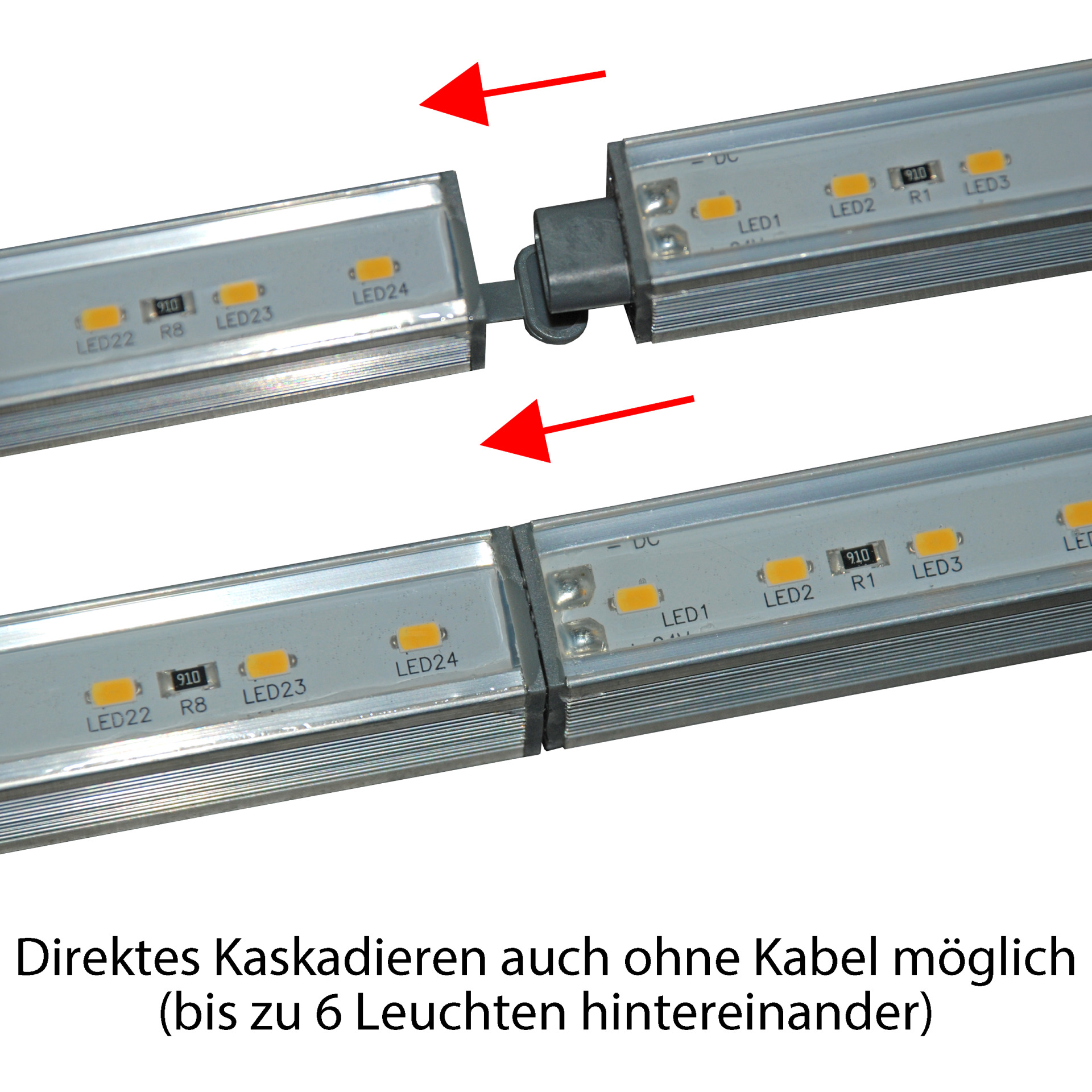 Set aus LED Leuchte + Anschlussset 230 V AC, IR-Sensor, Schalter