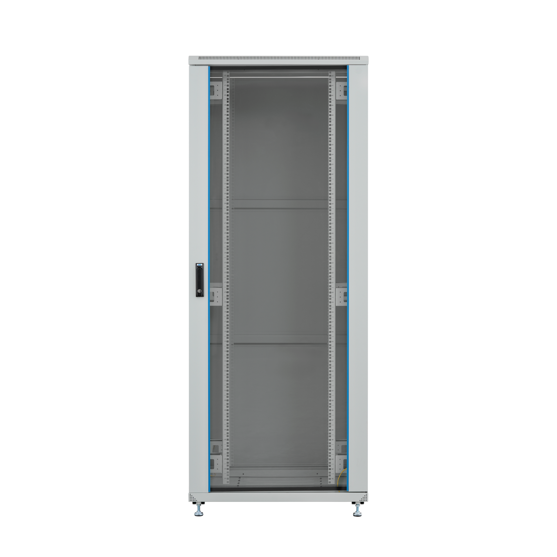 19''Netzwerkschrank PEL 42HE 800x800 RAL7035,Front Glas 1-tlg.,Rück Stahl 1-tlg.