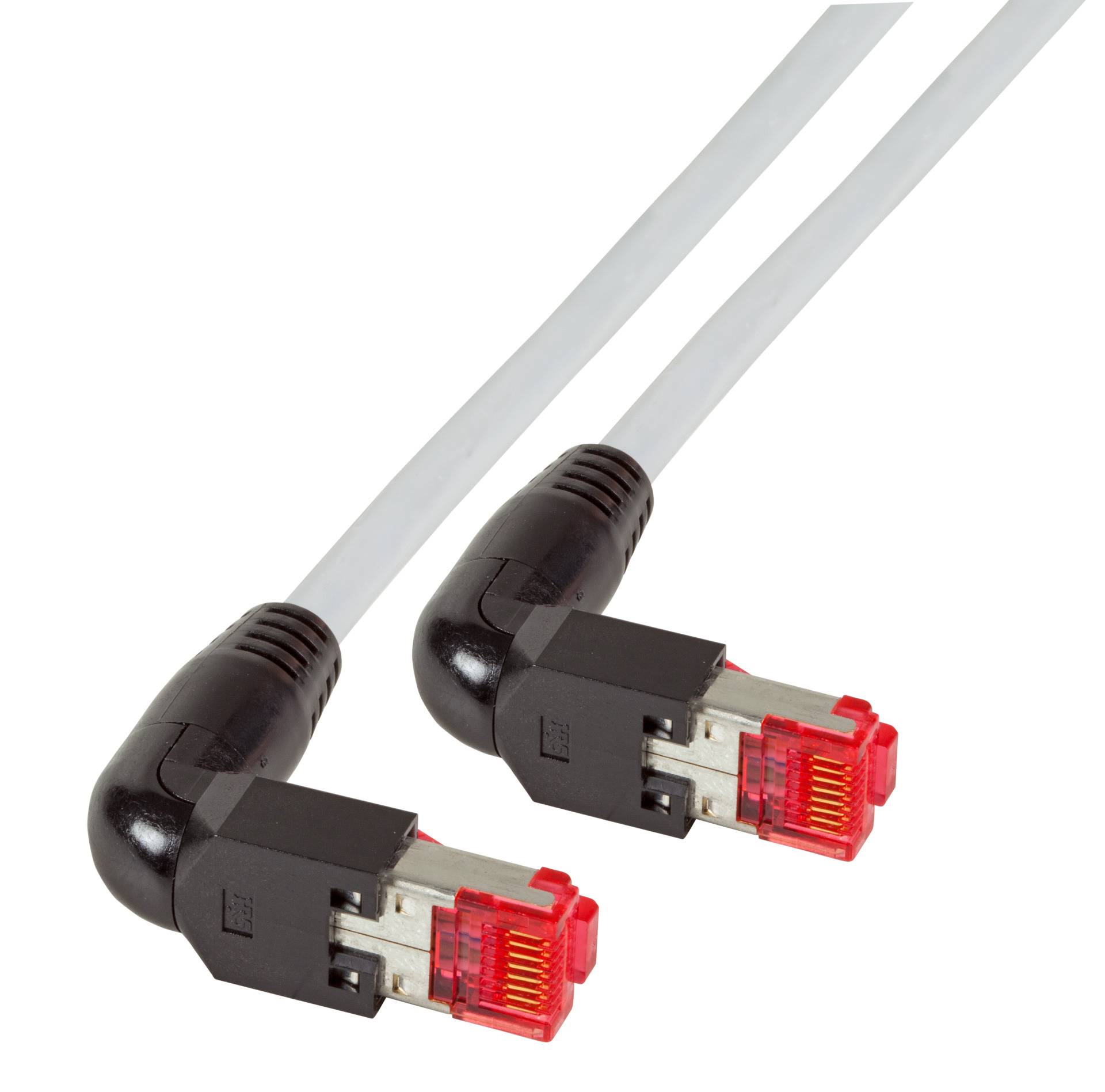 RJ45 Patchkabel S/FTP, Cat.6A, 2x TM21 90°, UC900, 1m, grau