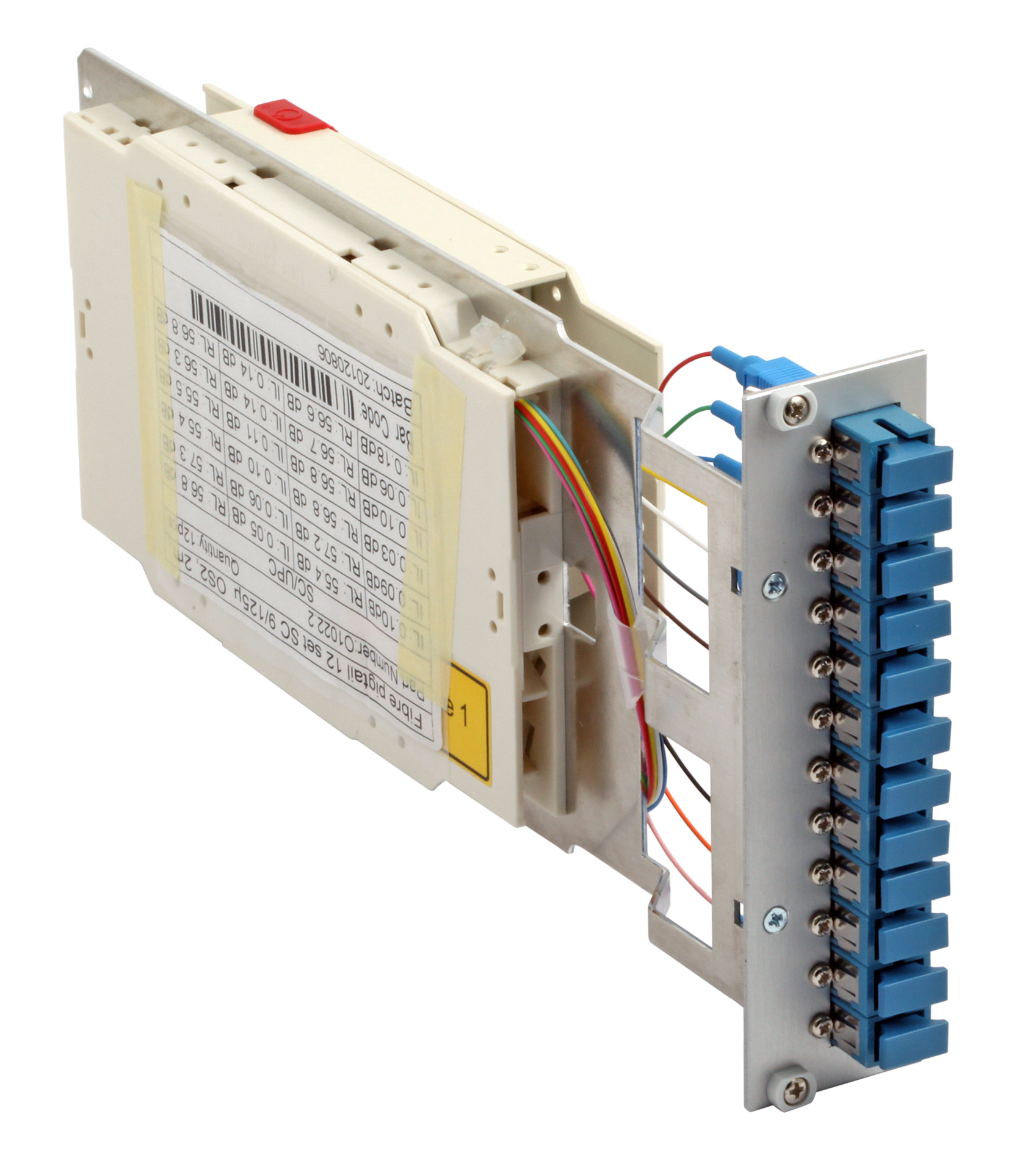 Plug-in Module 3U/7DU, 9/125µ OS2, 6x SC-APC Simplex green