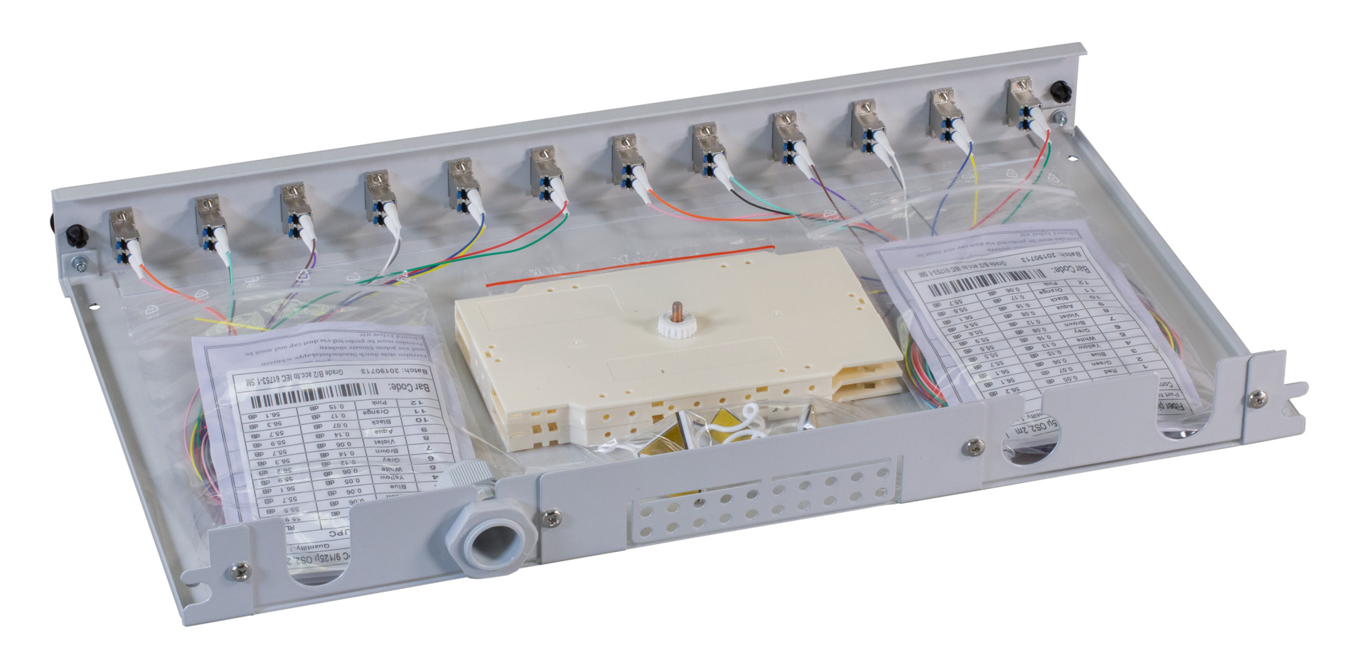 Splicebox LC-APC 9/125µ OS2 extendable 24 Pigtails/12 Adapter