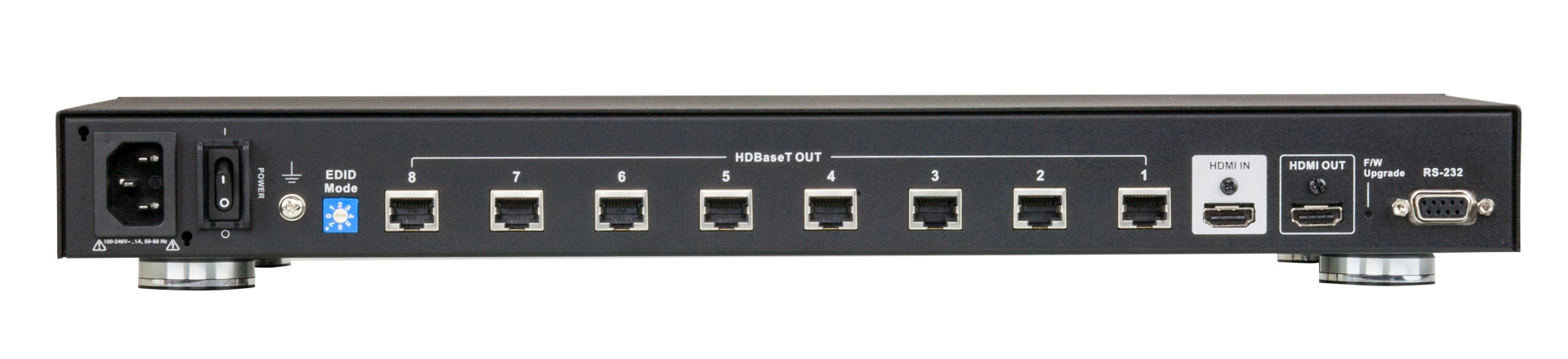 8-Port HDMI™ CAT5e/6 Splitter over Single Cat Cable, 4K / RS232 / HDBaseT